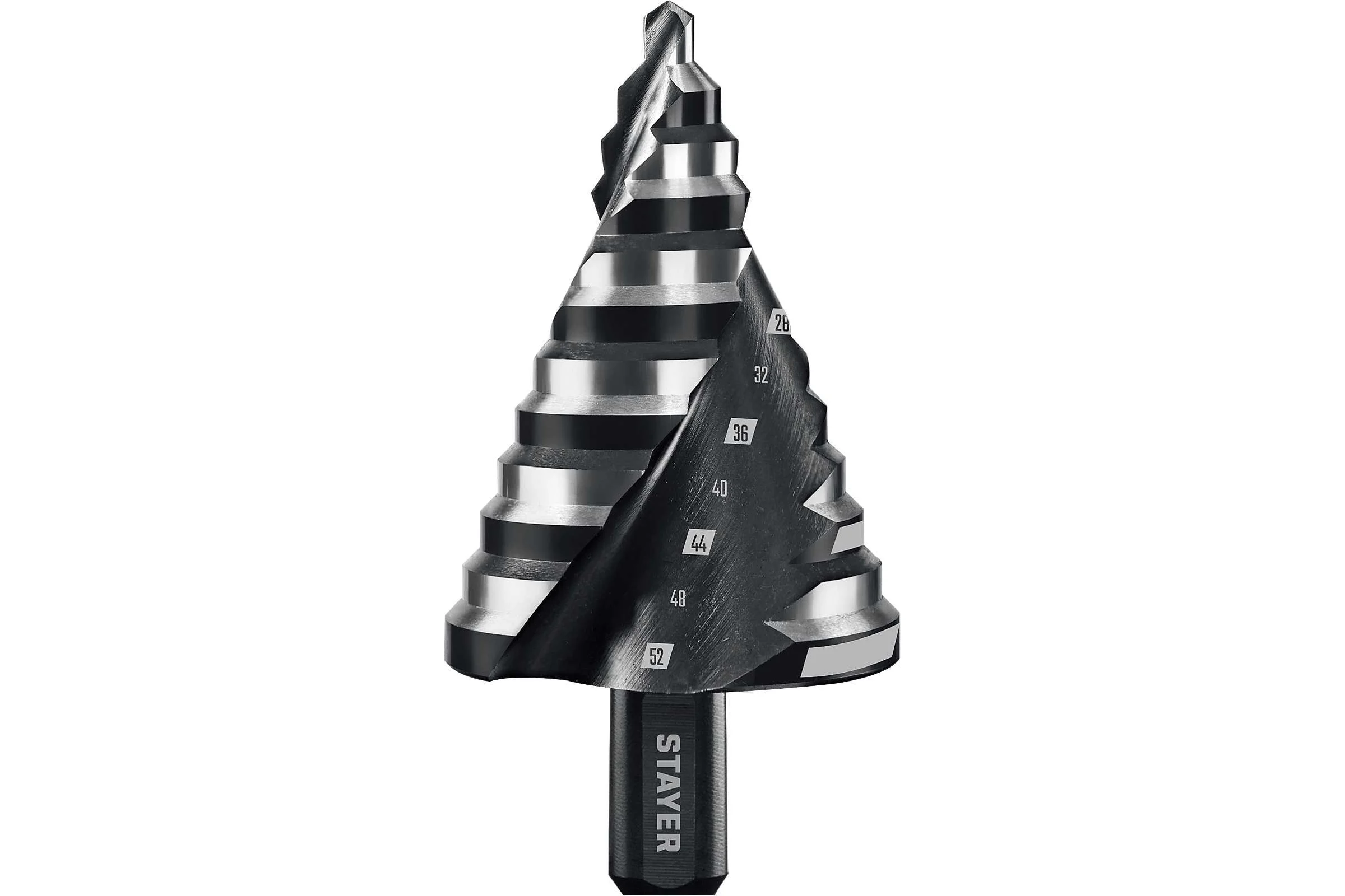 Cверло ступенчатое STAYER Pro-Max 6-52мм, 12 ступеней, винтовая спираль 29661-6-52-12