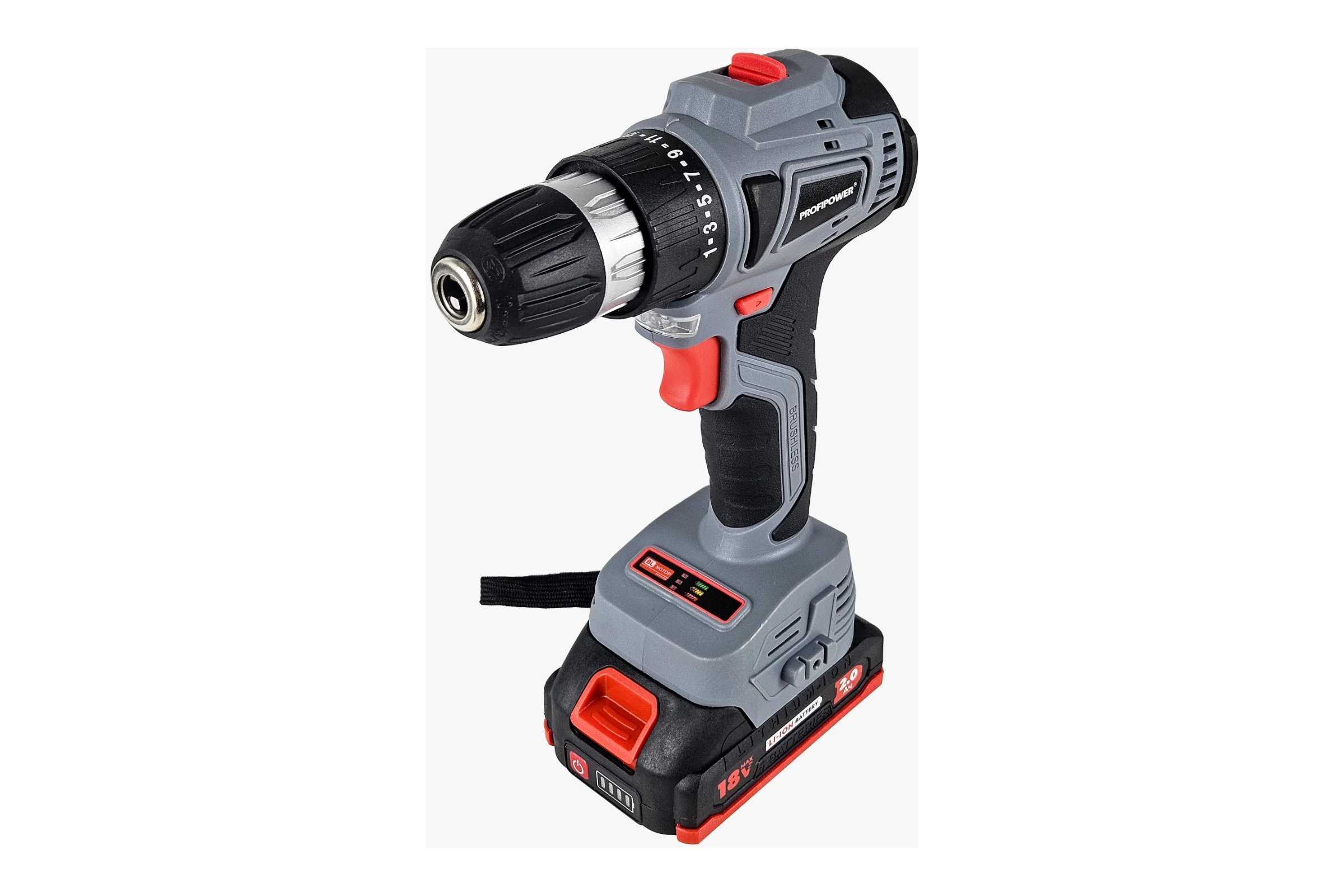 Аккумуляторный бесщеточный шуруповерт Profipower MKBL-18BT 18В,Li-ion-2шт, 2,0Ач, 0,8-10мм,40нм, магнитная бита, З/У, в кейсе E0146