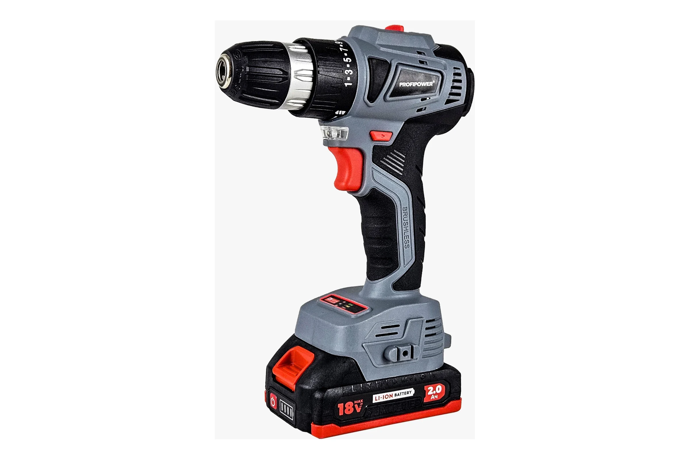 Аккумуляторный бесщеточный шуруповерт Profipower MKBL-18BT 18В,Li-ion-2шт, 2,0Ач, 0,8-10мм,40нм, магнитная бита, З/У, в кейсе E0146