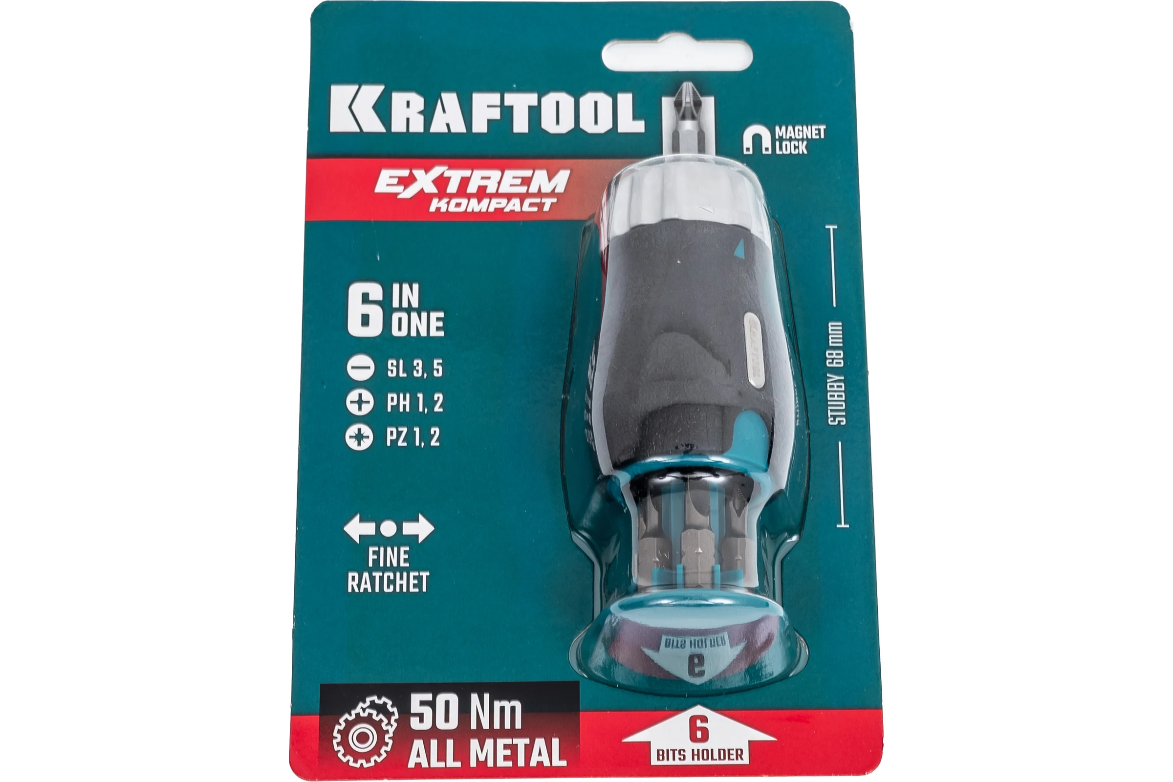 Реверсивная отвертка с битами KRAFTOOL Extrem Kompakt 6 шт 25877