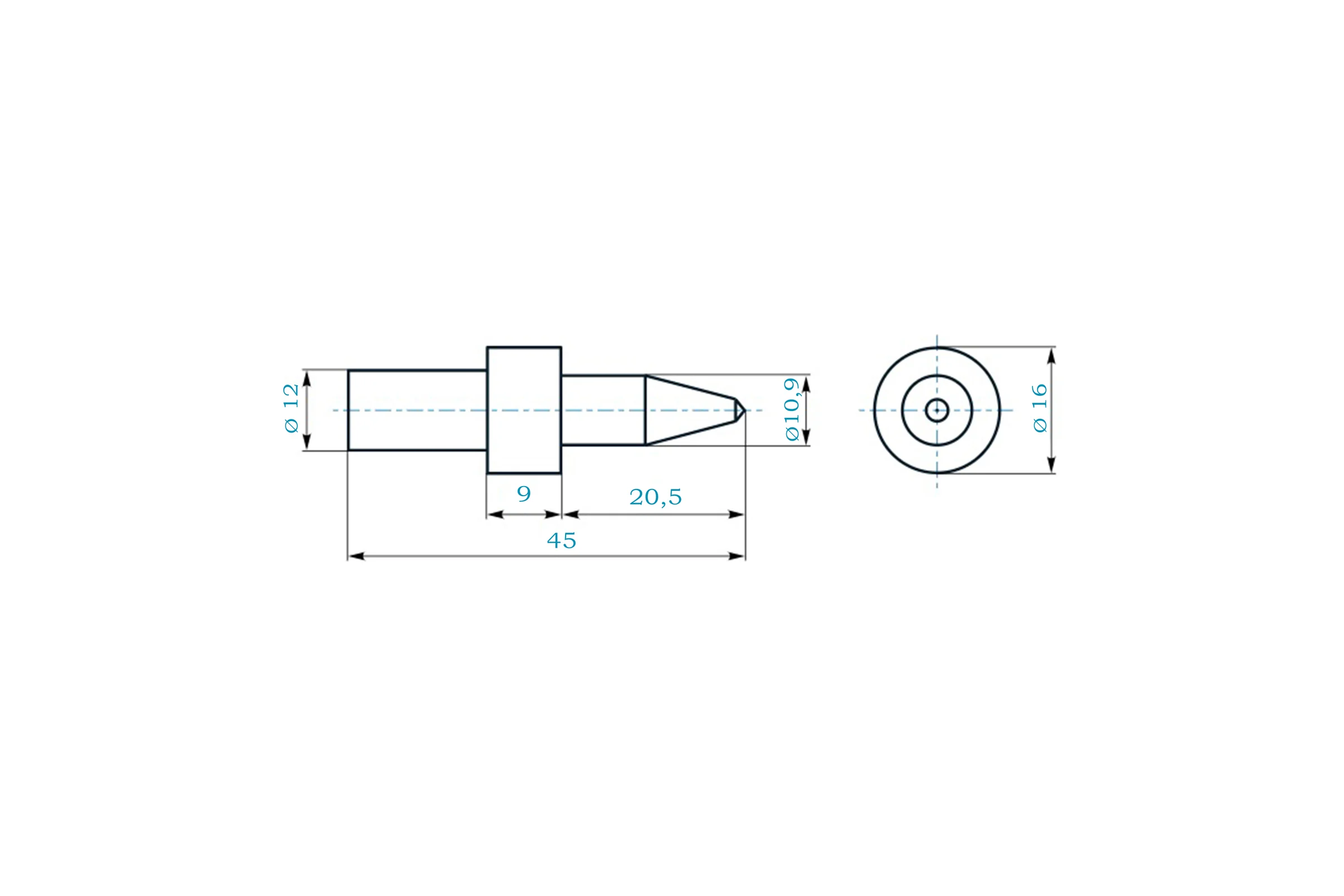 Термосверло H-Tools М12 шаг 1.75мм 10.9x20.5/45мм S=12мм 3651090