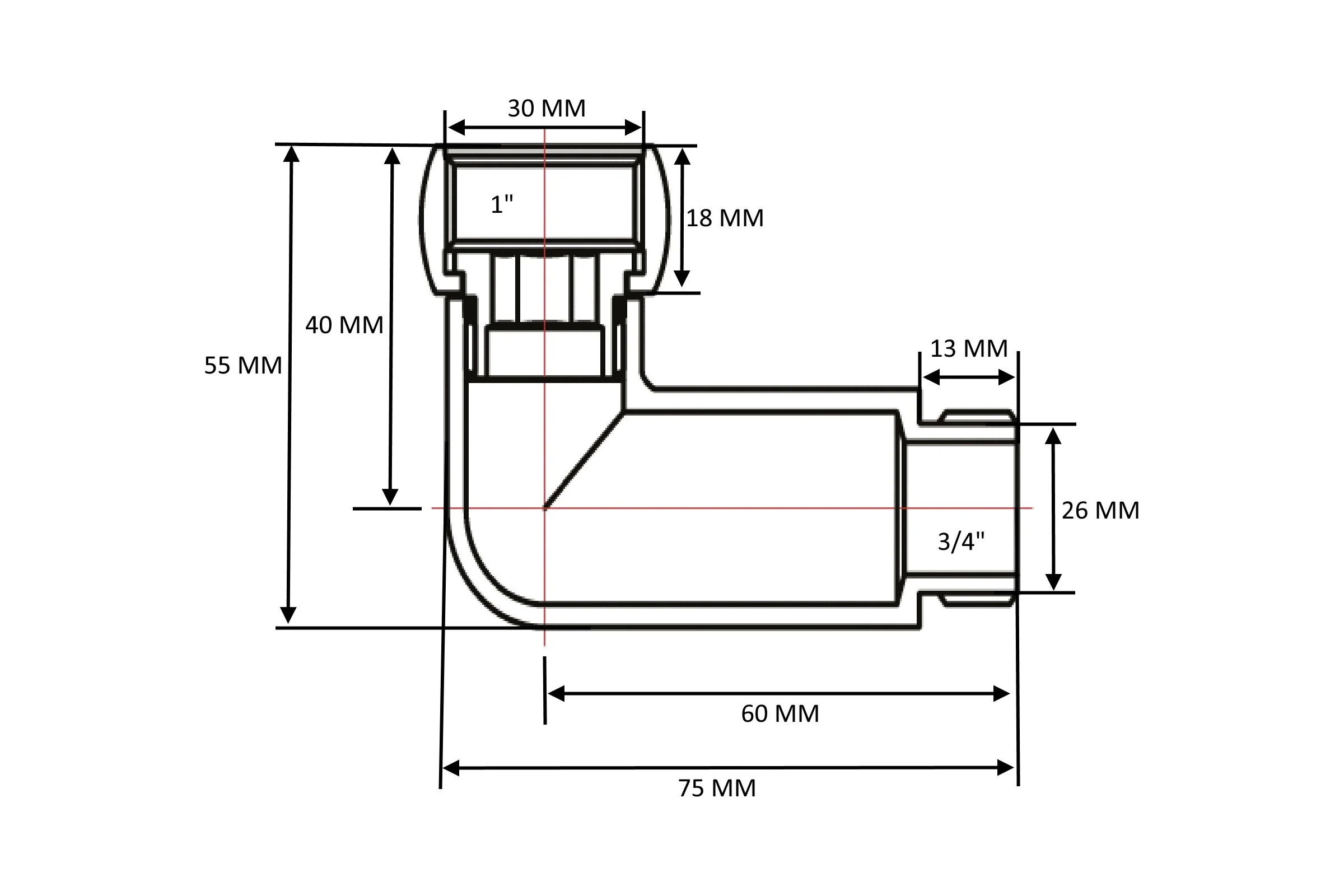 Уголок для полотенцесушителя SG г/ш 1"х3/4", хром, 2 шт 741SCH1005