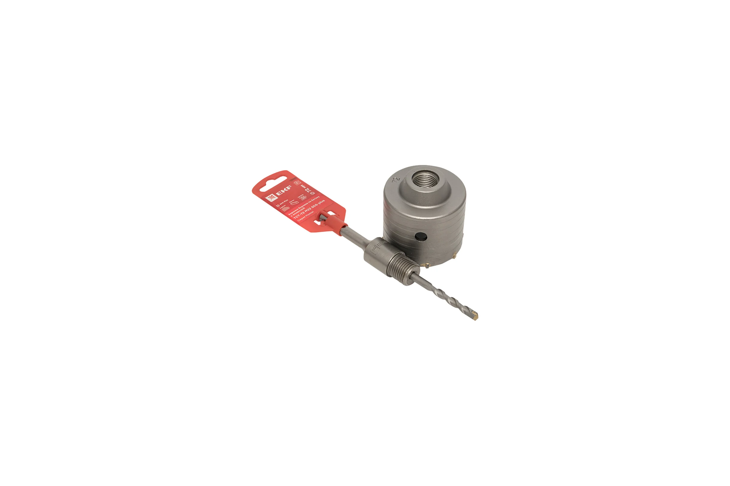 Коронка буровая по бетону с оснасткой Master TCT-72 (72 мм; М22; SDS-plus) EKF tct-72-m22