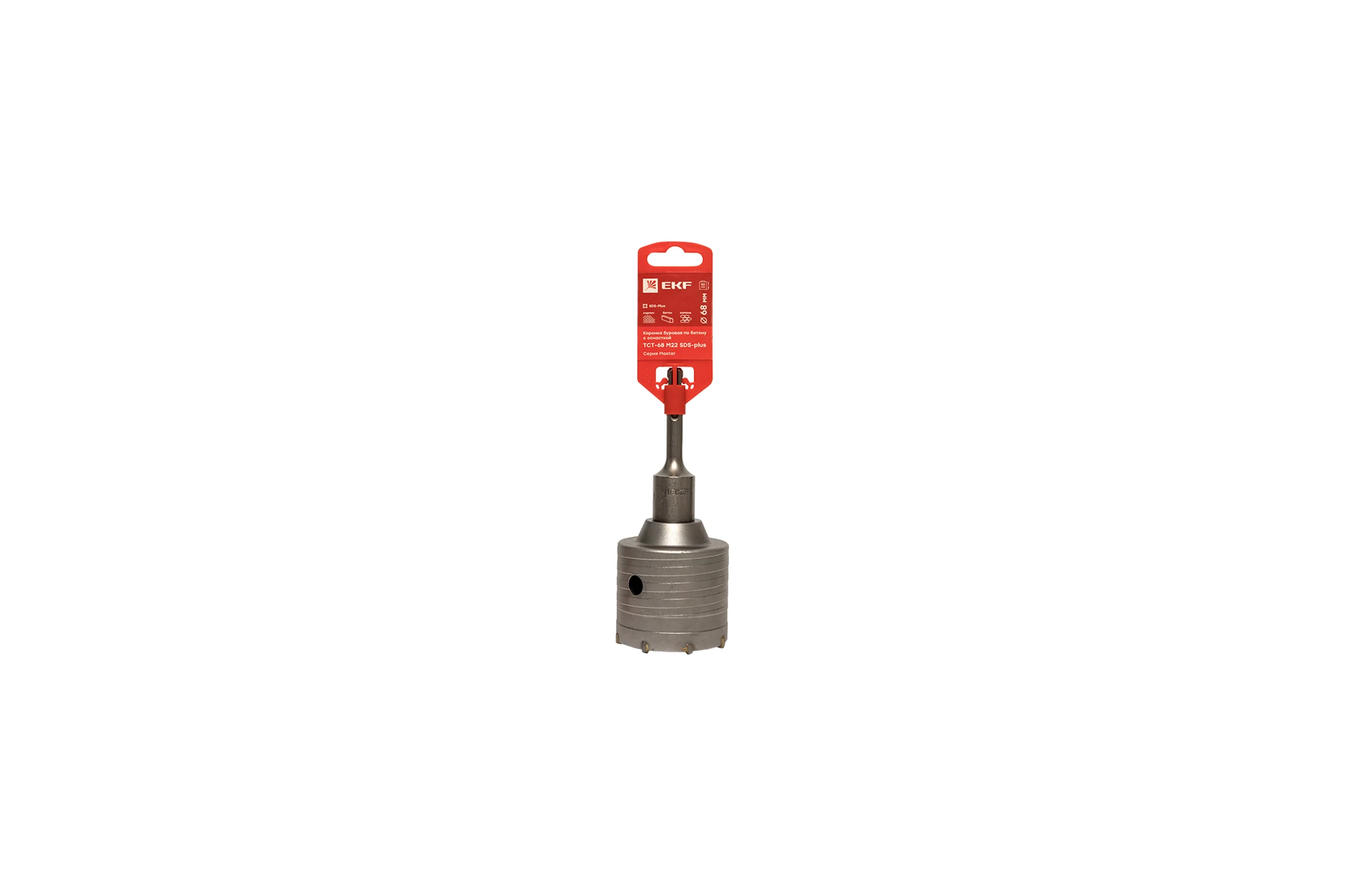 Коронка буровая по бетону с оснасткой Master TCT-68 (68 мм; М22; SDS-plus) EKF tct-68-m22