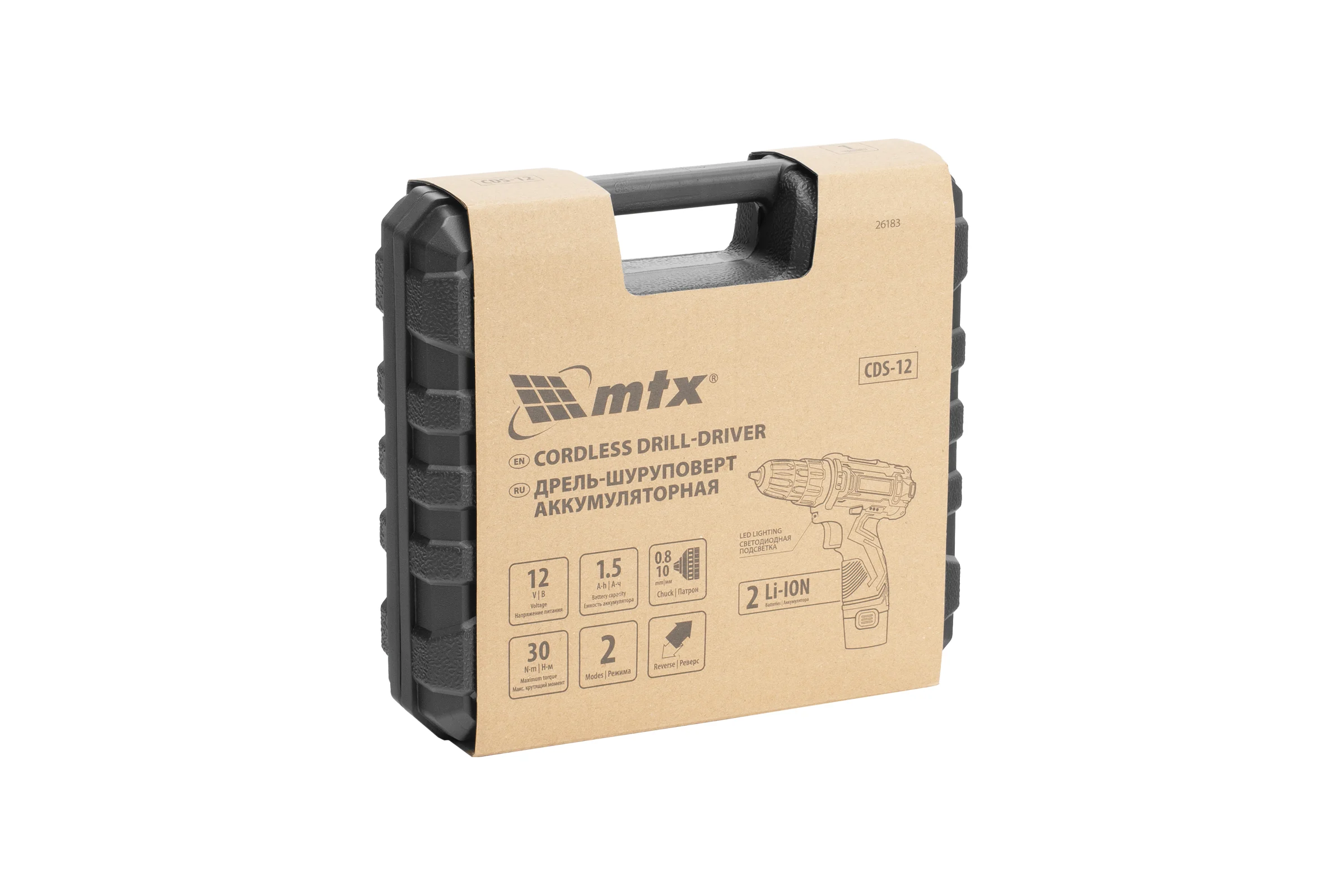 Дрель-шуруповерт аккумуляторная MTX CDS-12, Li-Ion, 12 В// 26183