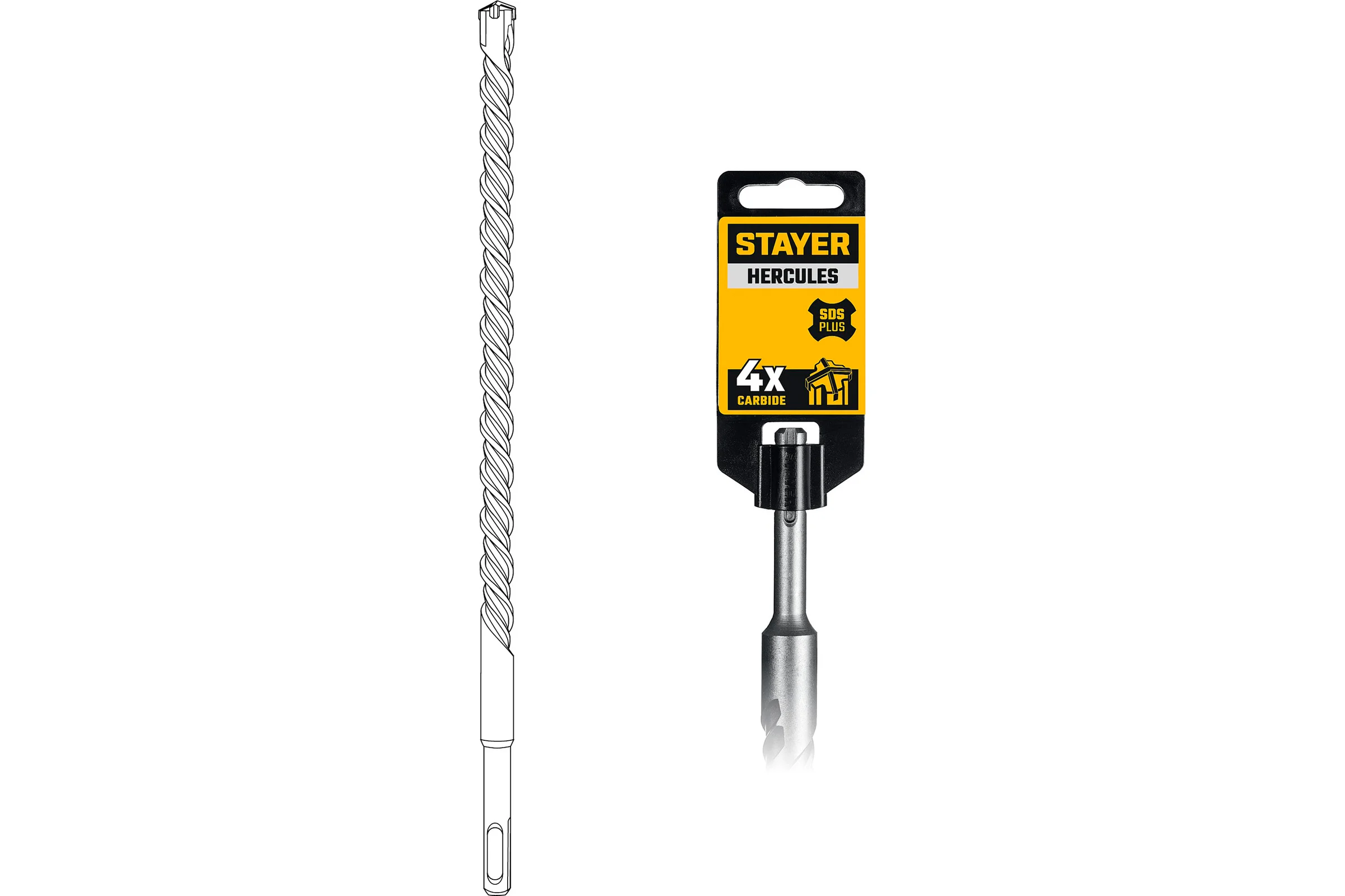 Бур STAYER Hercules-4Х 14x800 мм, SDS-plus 29290-800-14
