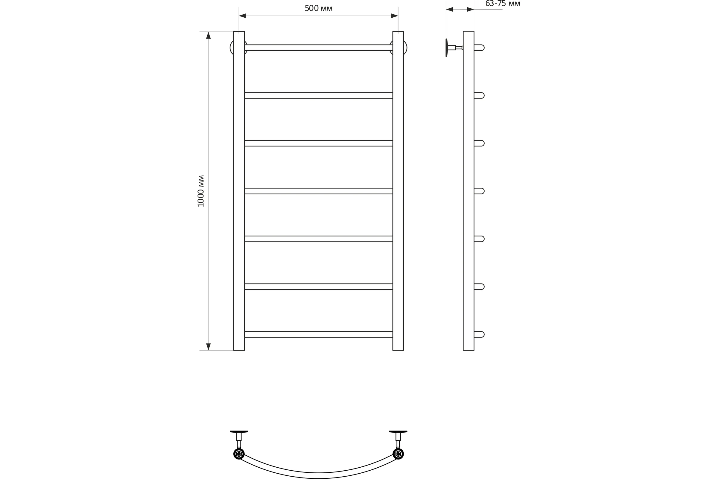 Полотенцесушитель MIXLINE CAPELLA 100x50 1/2'' ВР, 7 перекладин водяной 556262