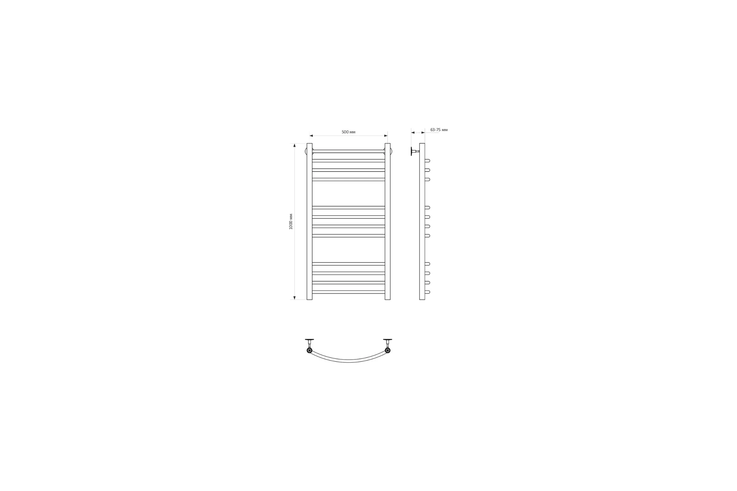 Полотенцесушитель MIXLINE CAPELLA 100x50 г2 1/2'' ВР, 12 перекладин водяной 556275