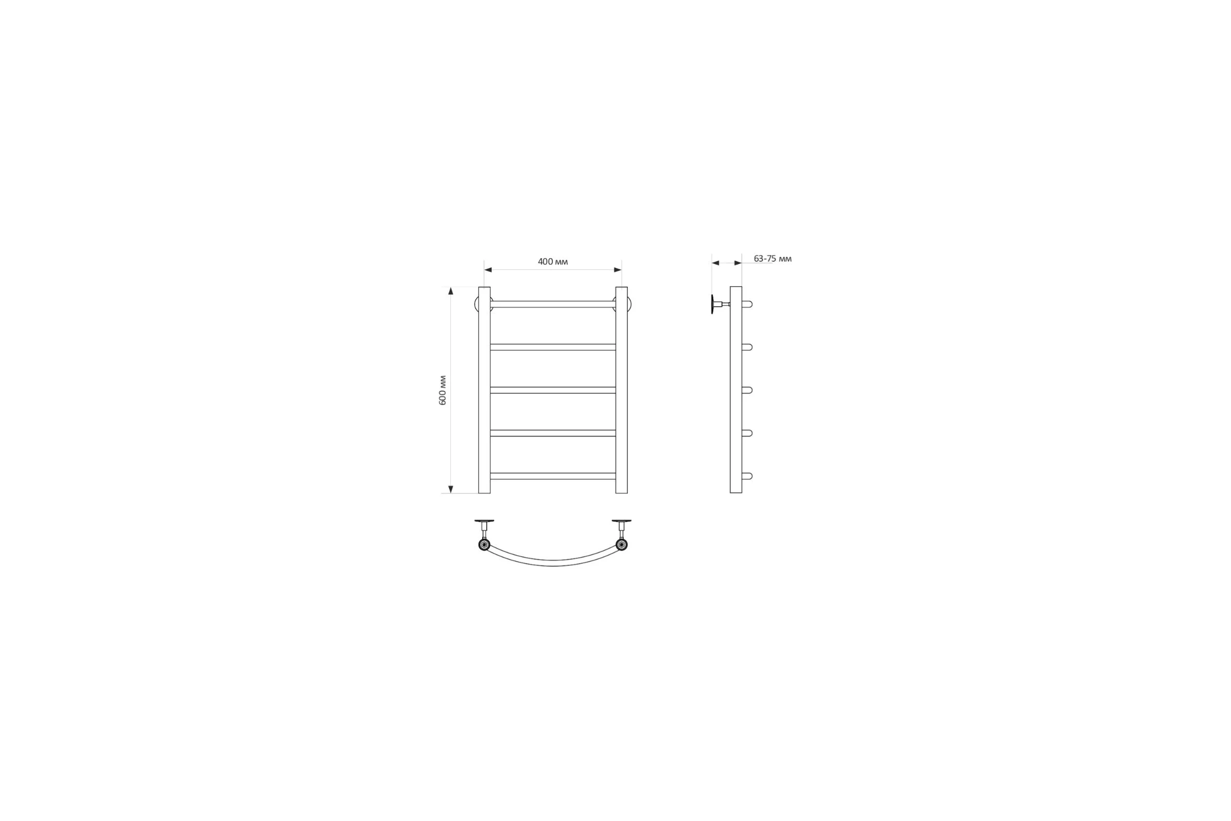 Полотенцесушитель MIXLINE CAPELLA 60x40 1/2'' ВР, 5 перекладин водяной 556263