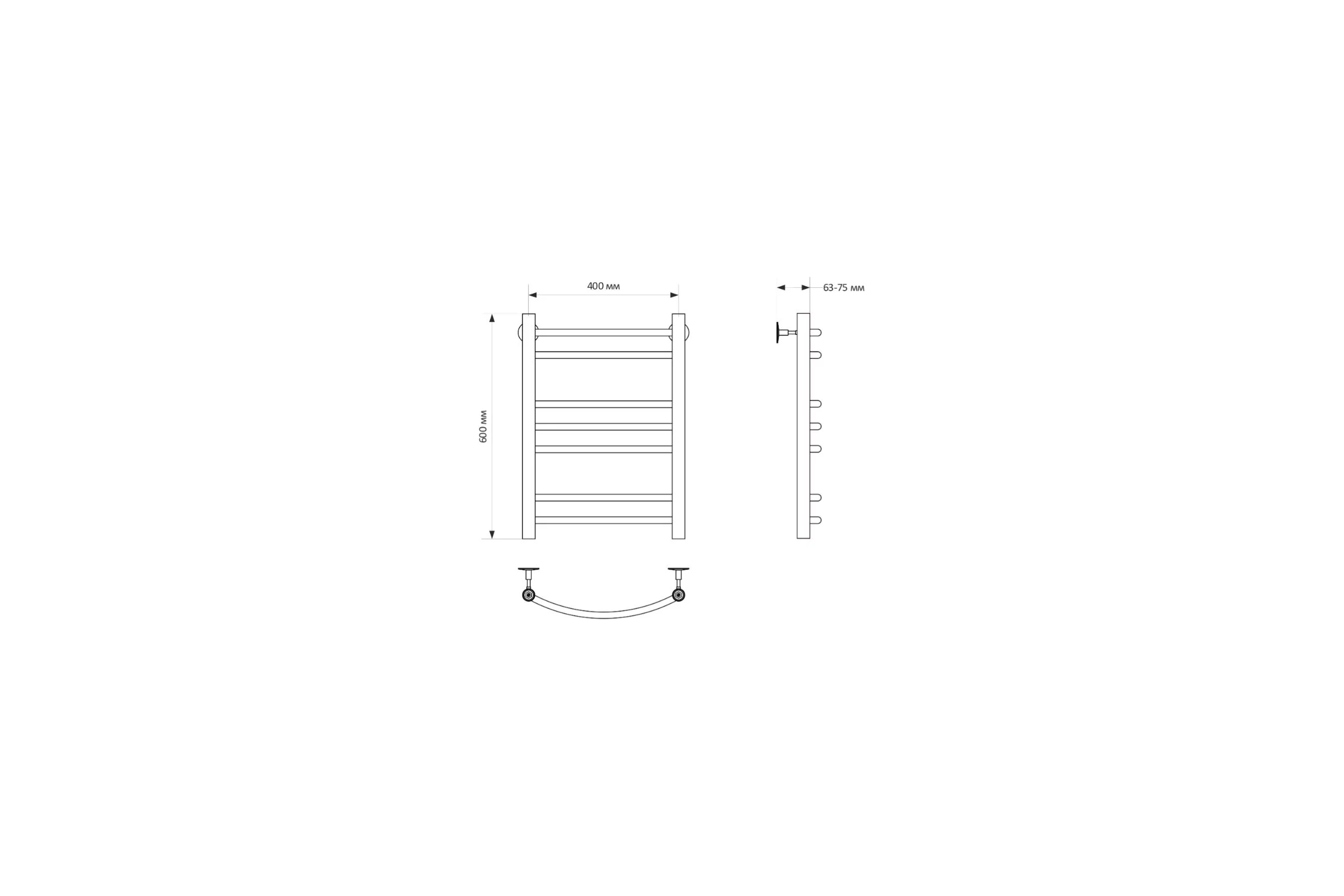 Полотенцесушитель MIXLINE CAPELLA 60x40 г2 1/2'' ВР, 7 перекладин водяной 556277