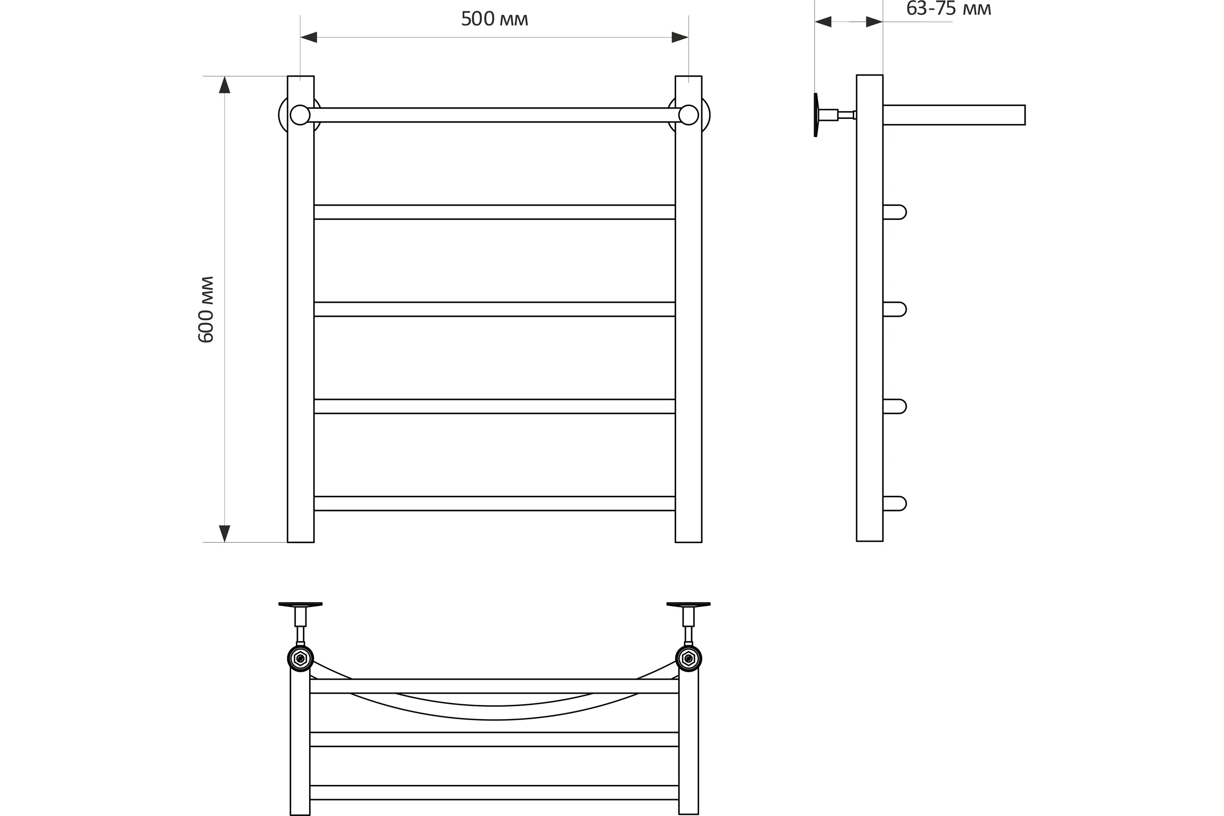 Полотенцесушитель MIXLINE CAPELLA 60x50 1/2'' ВР, 4 перекладины + полка, водяной 556265