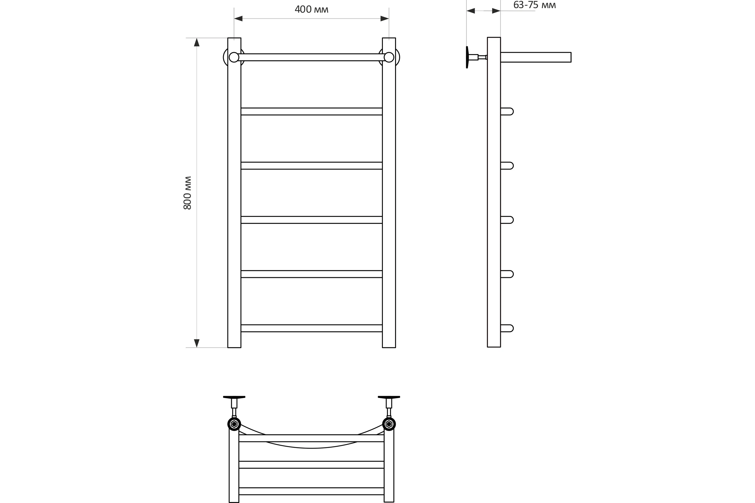 Полотенцесушитель MIXLINE CAPELLA 80x40 1/2'' ВР, 5 перекладин + полка, водяной 556268