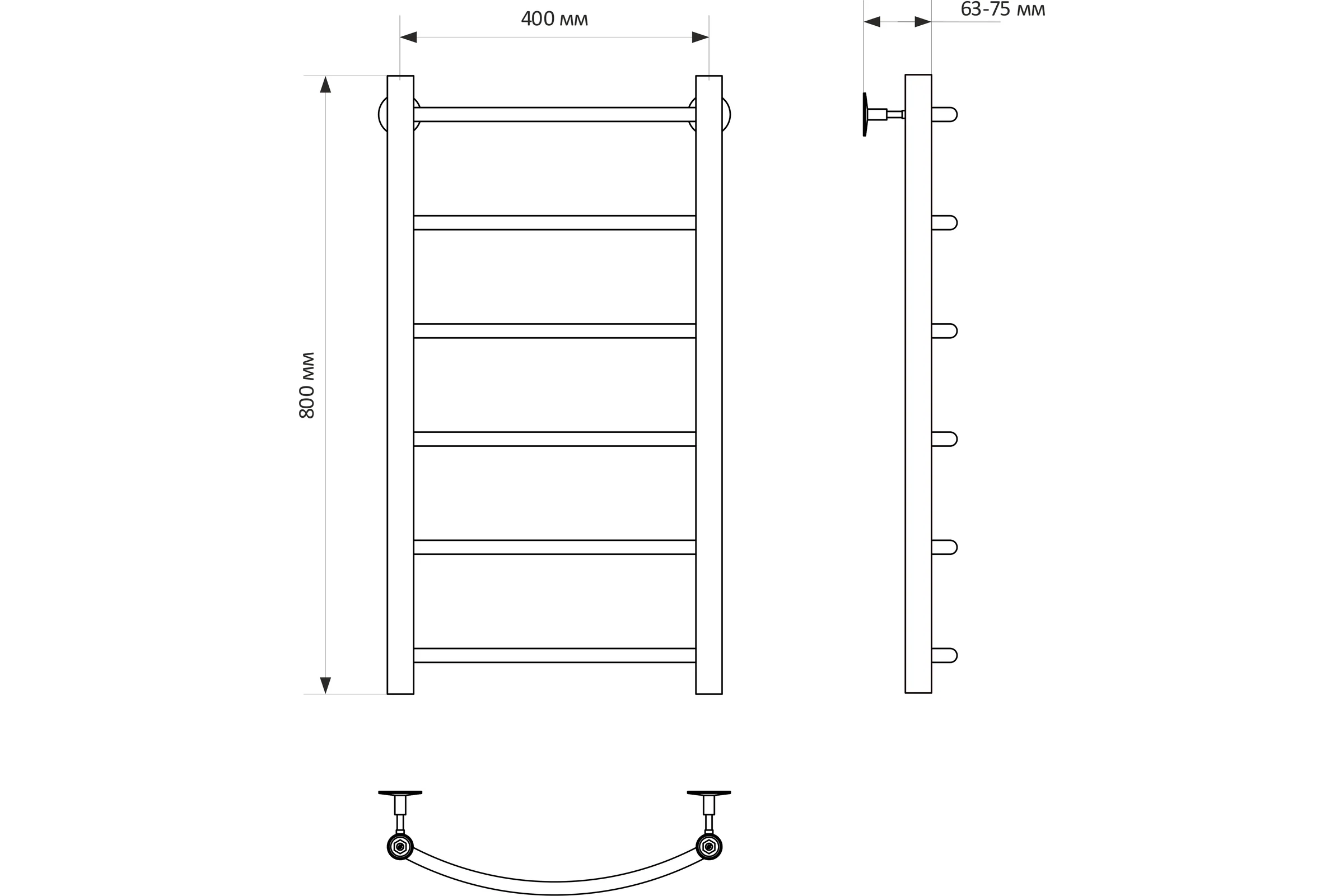 Полотенцесушитель MIXLINE CAPELLA 80x40 1/2'' ВР, 6 перекладин водяной 556267