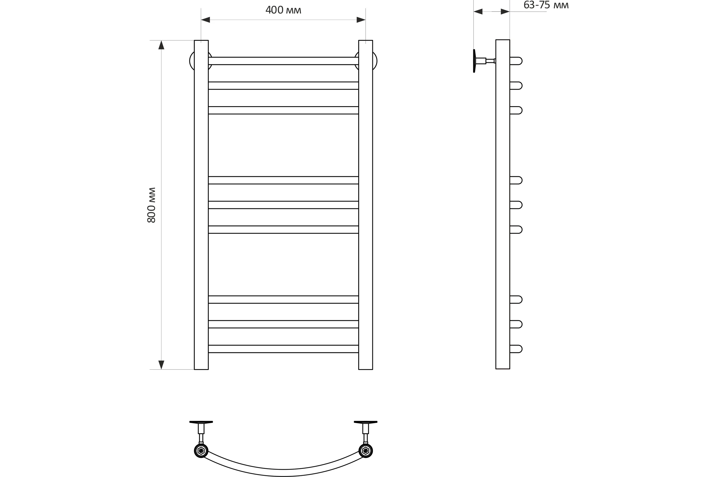 Полотенцесушитель MIXLINE CAPELLA 80x40 г2 1/2'' ВР, 9 перекладин водяной 556278