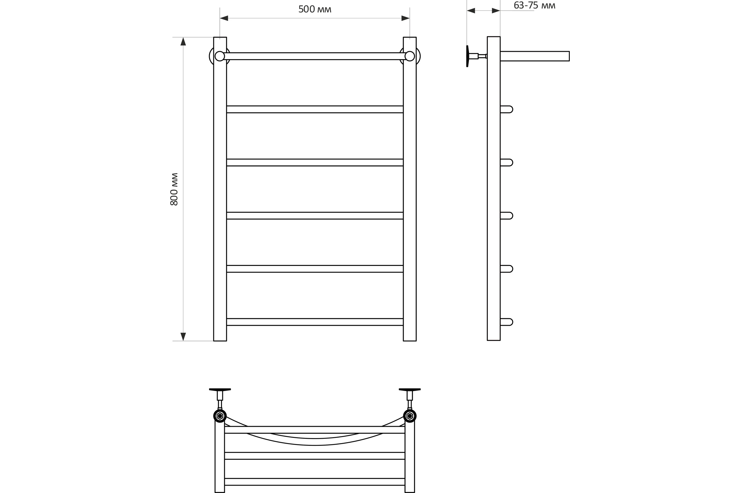 Полотенцесушитель MIXLINE CAPELLA 80x50 1/2'' ВР, 5 перекладин + полка, водяной 556270