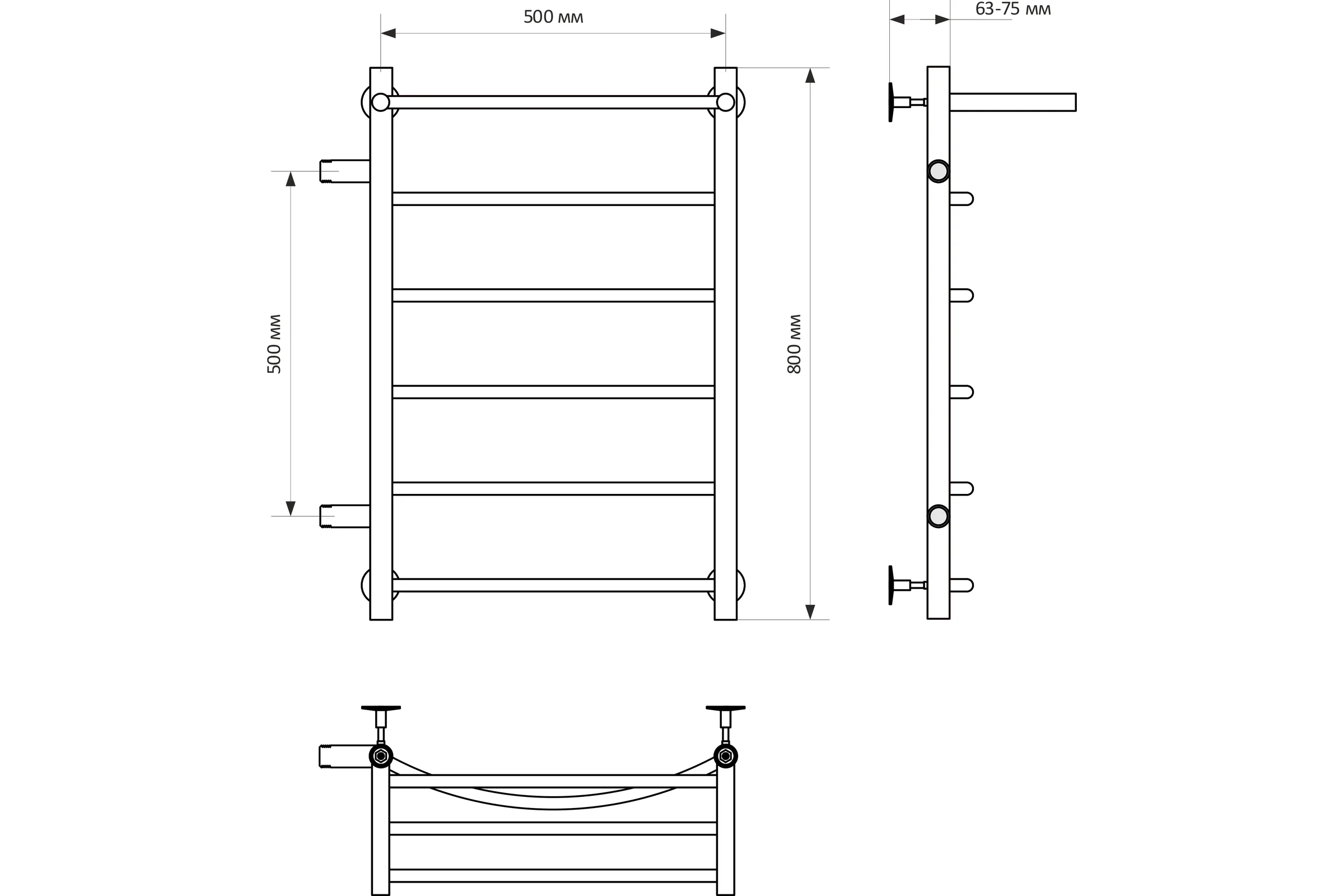 Полотенцесушитель MIXLINE CAPELLA 80x50x50 1'' НР, 5 перекладин + полка, левое подключение водяной 556273