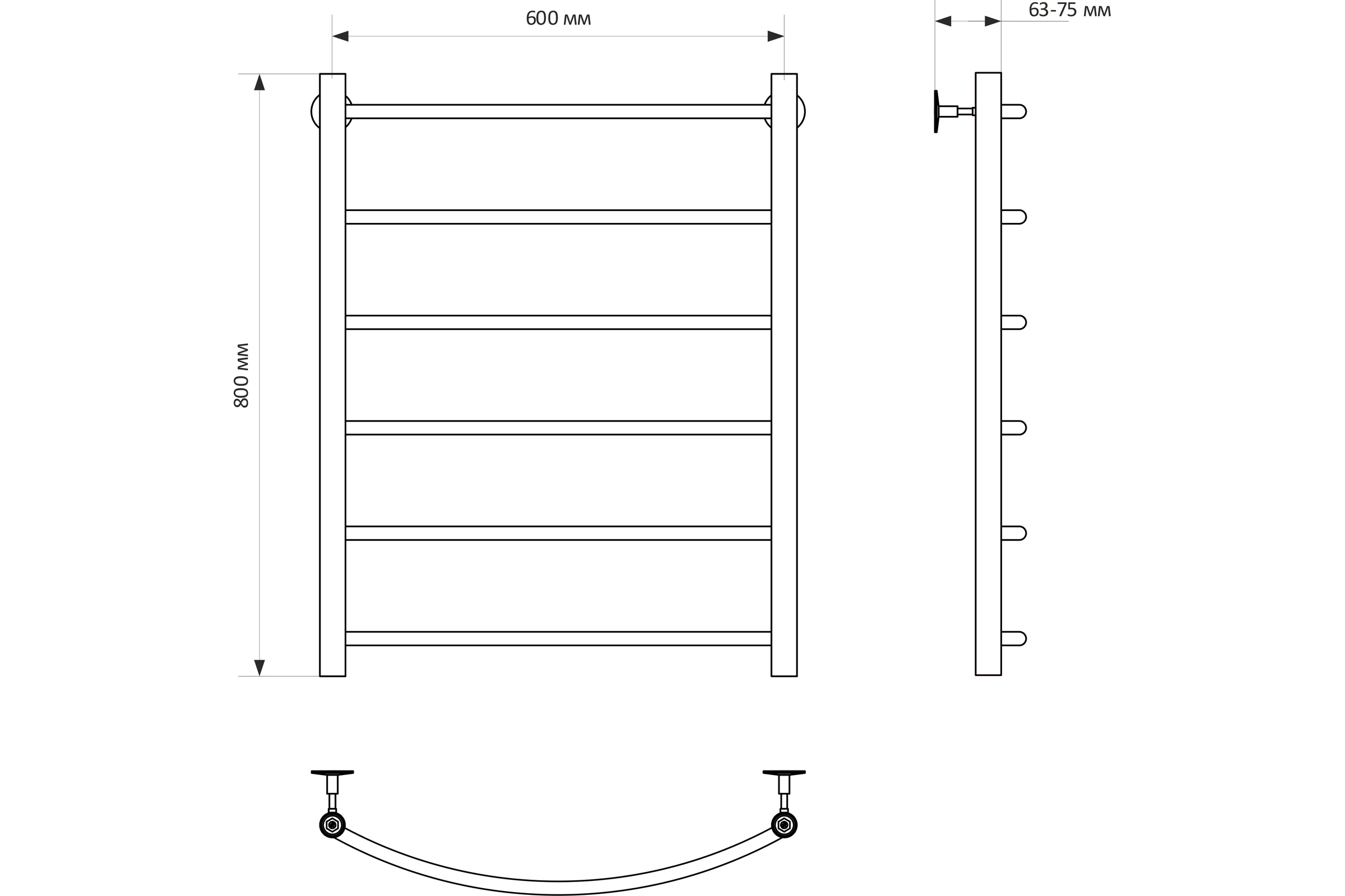 Полотенцесушитель MIXLINE CAPELLA 80x60 1/2'' ВР, 6 перекладин водяной 556274