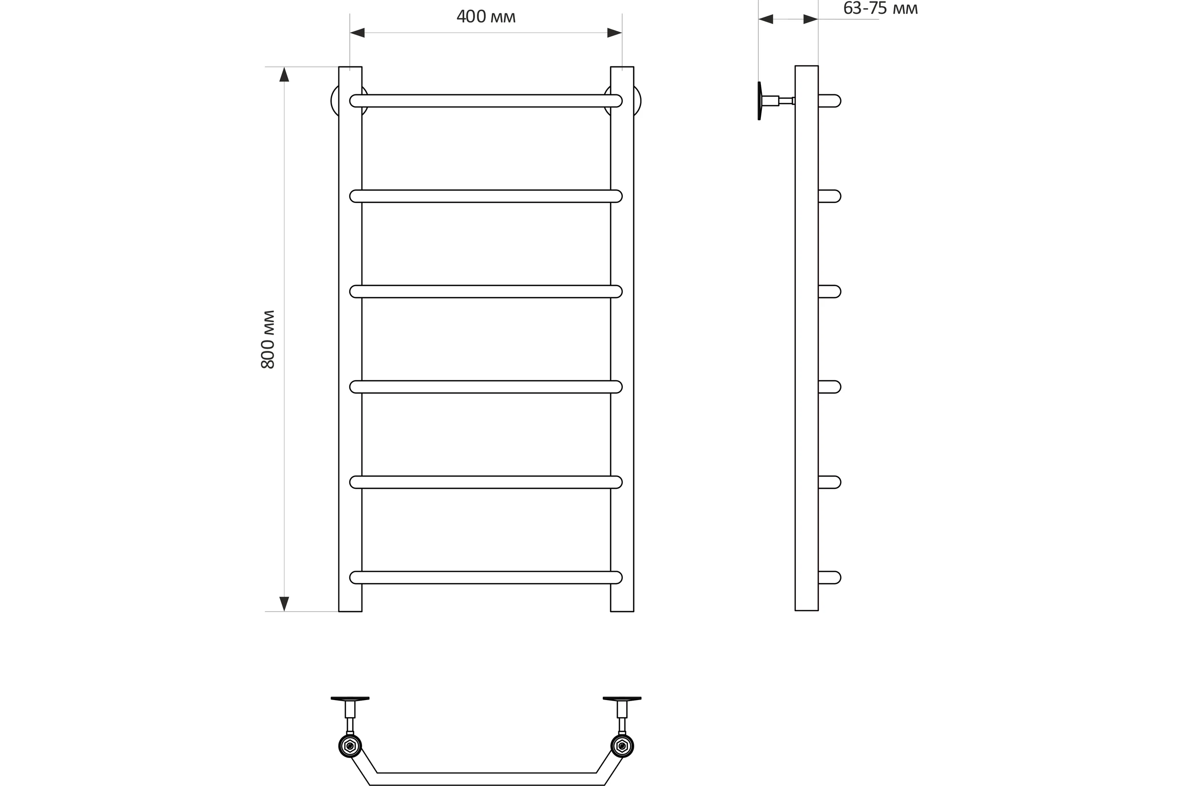Полотенцесушитель MIXLINE MIRA 80x40 1/2'' ВР, 6 перекладин водяной 556287
