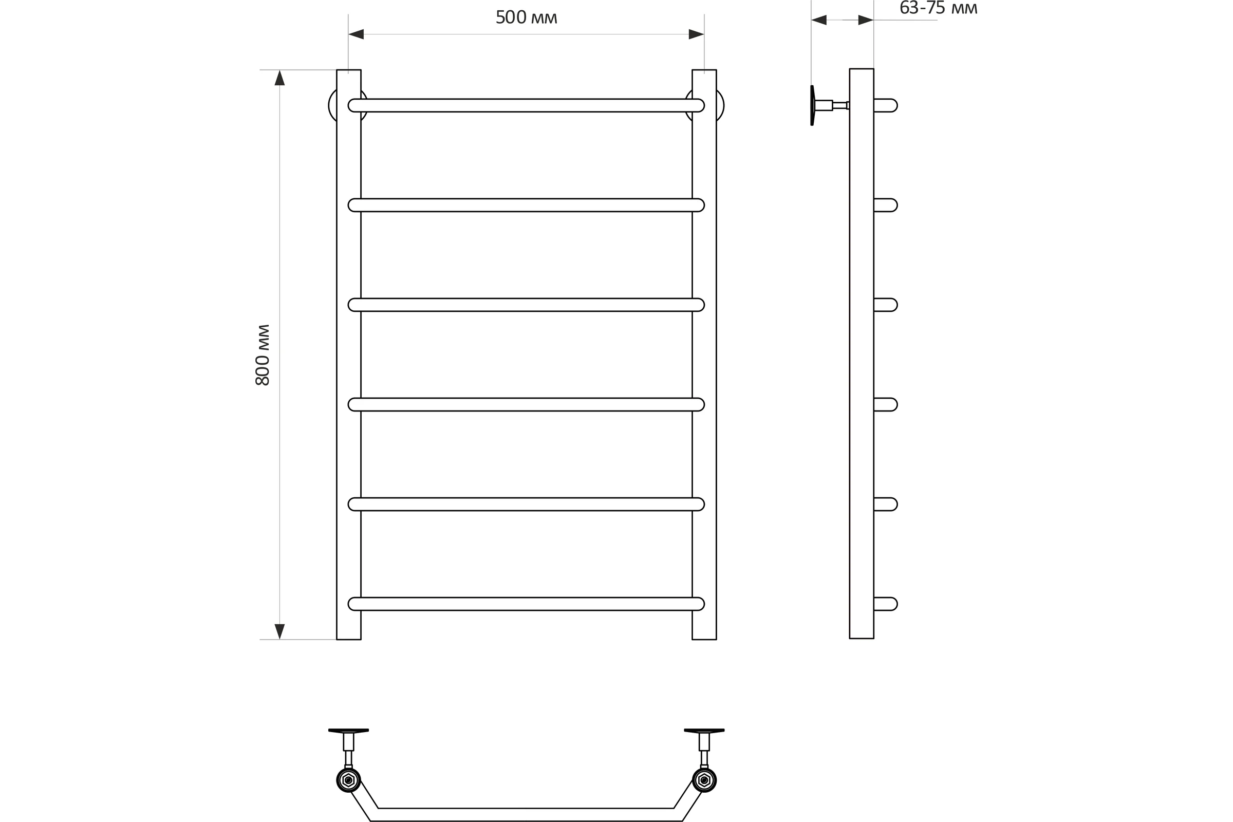 Полотенцесушитель MIXLINE MIRA 80x50 1/2'' ВР, 6 перекладин водяной 556288