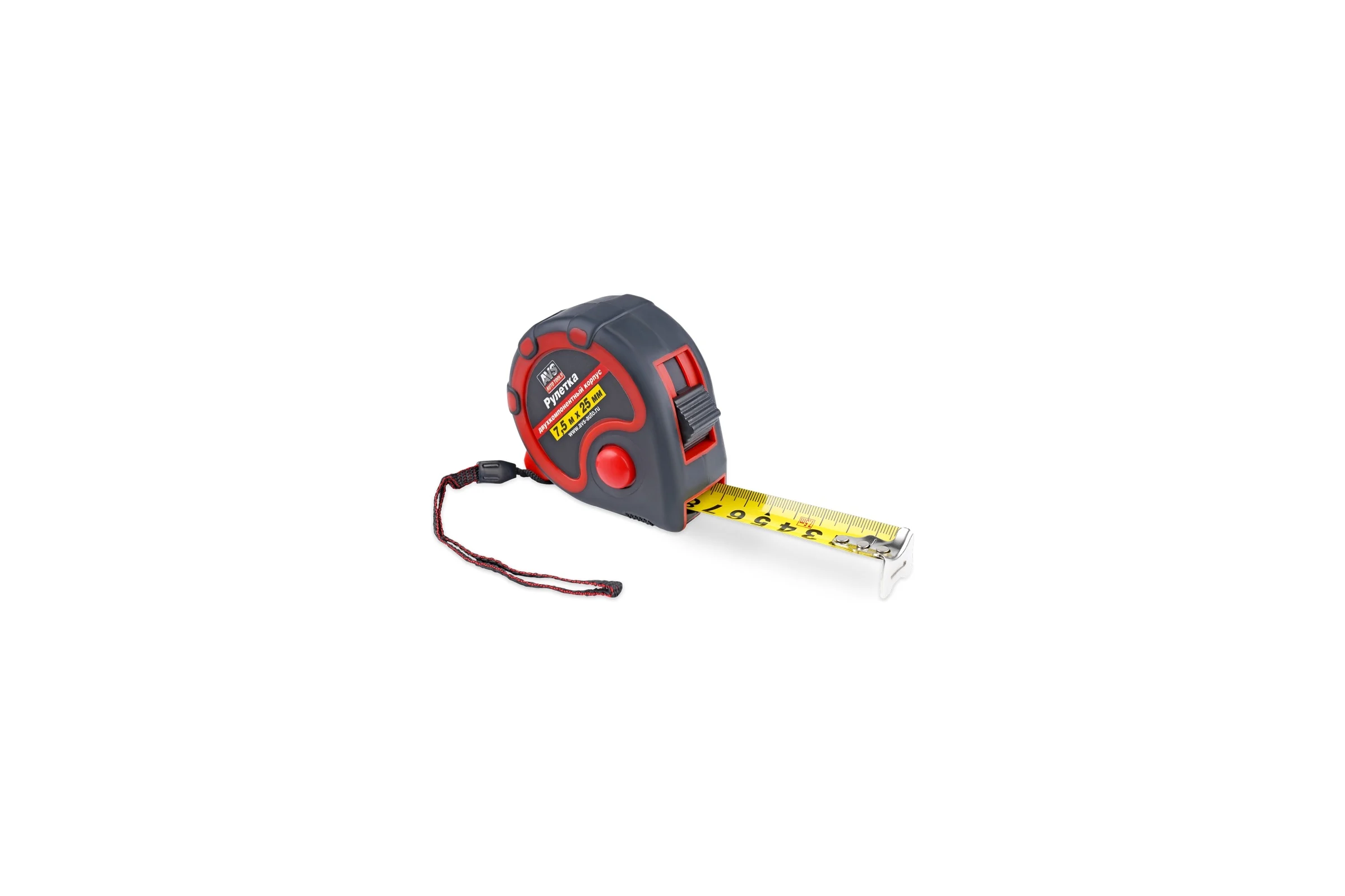 Рулетка AVS 7.5м х 25 мм, двухкомпонентный корпус, 3 фиксатора MT7525R A40465S
