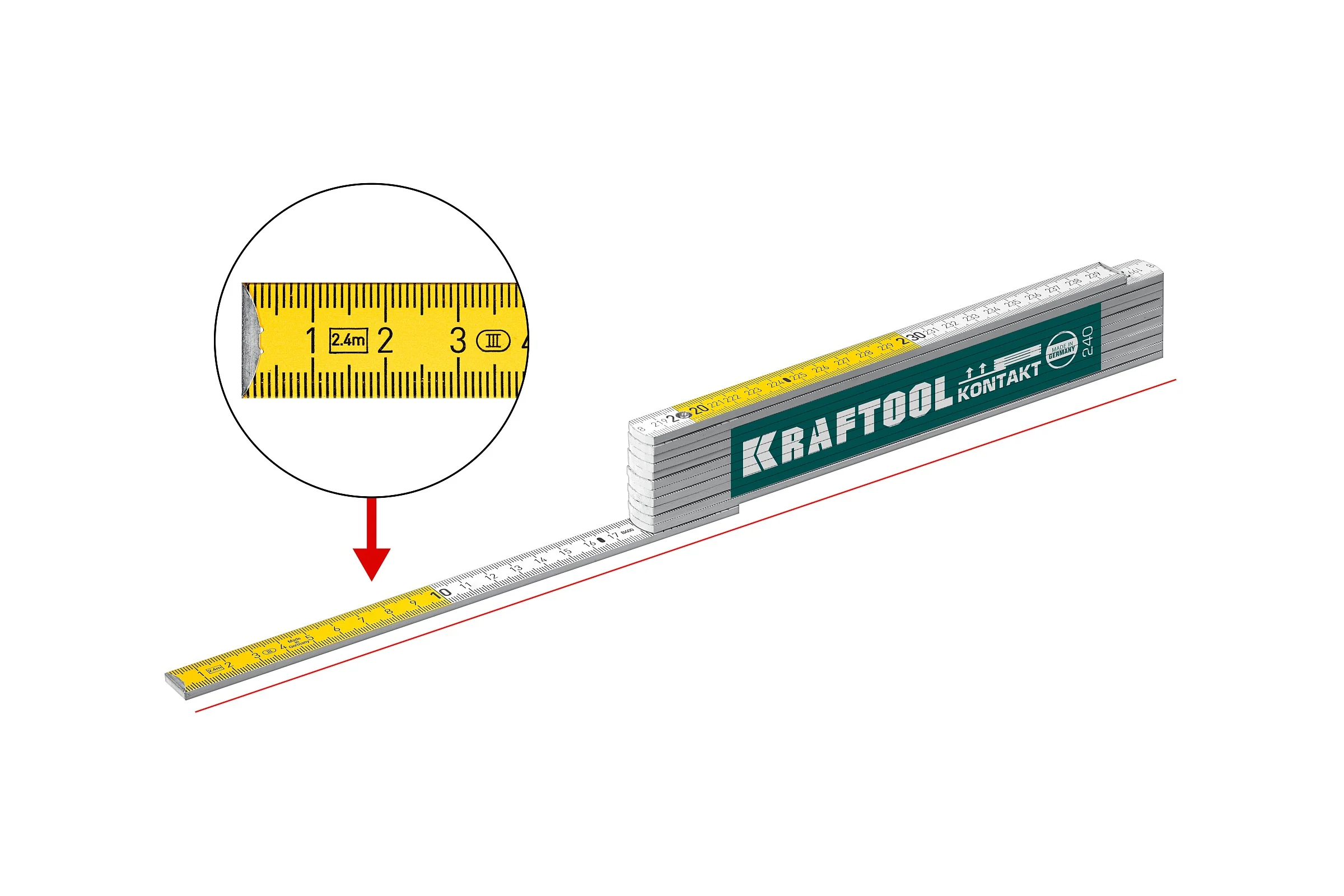 Профессиональный складной деревянный метр KRAFTOOL PRO-90 Kontakt 2.4 м 34729
