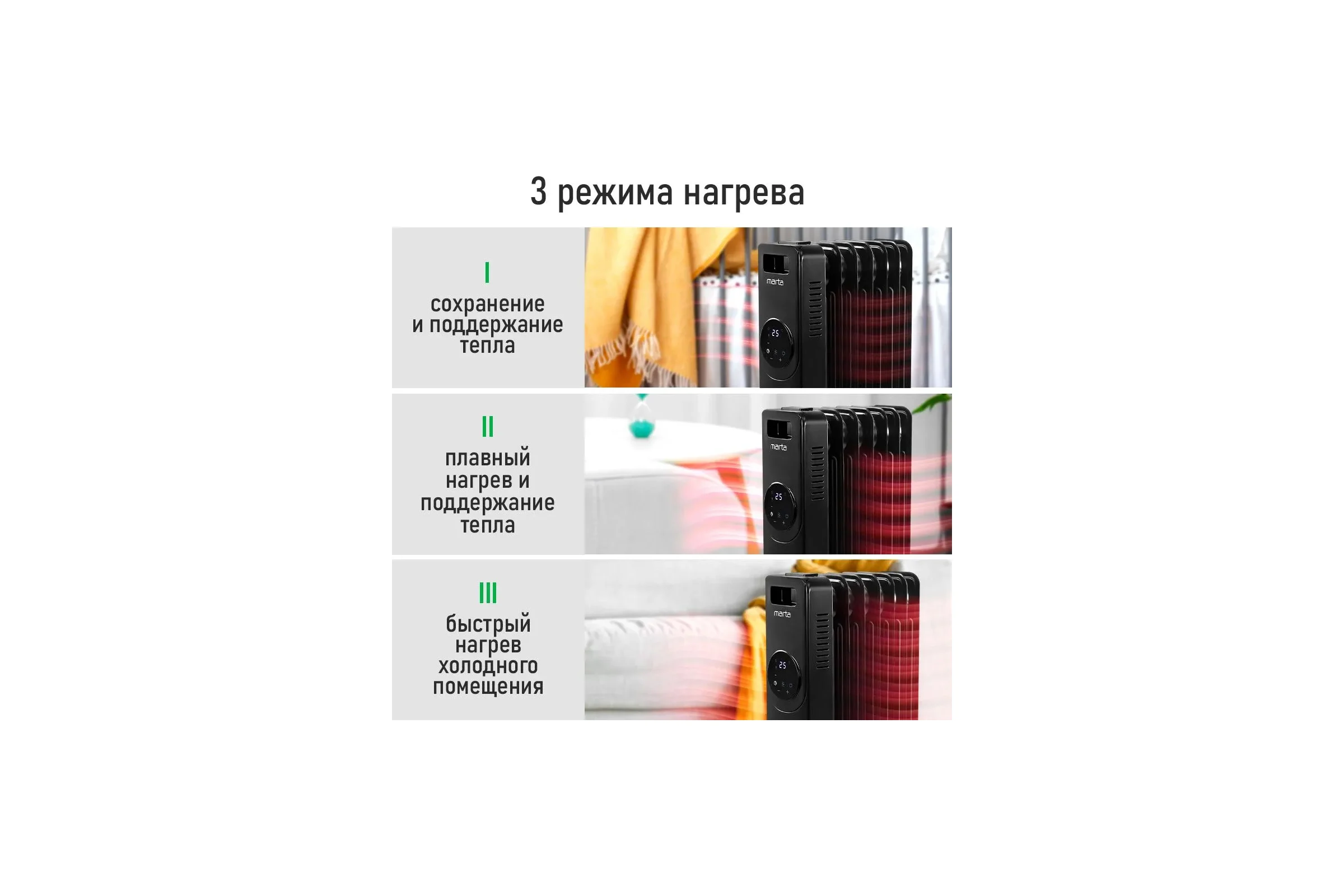 Масляный обогреватель MARTA MT-OH2431A черный 44024