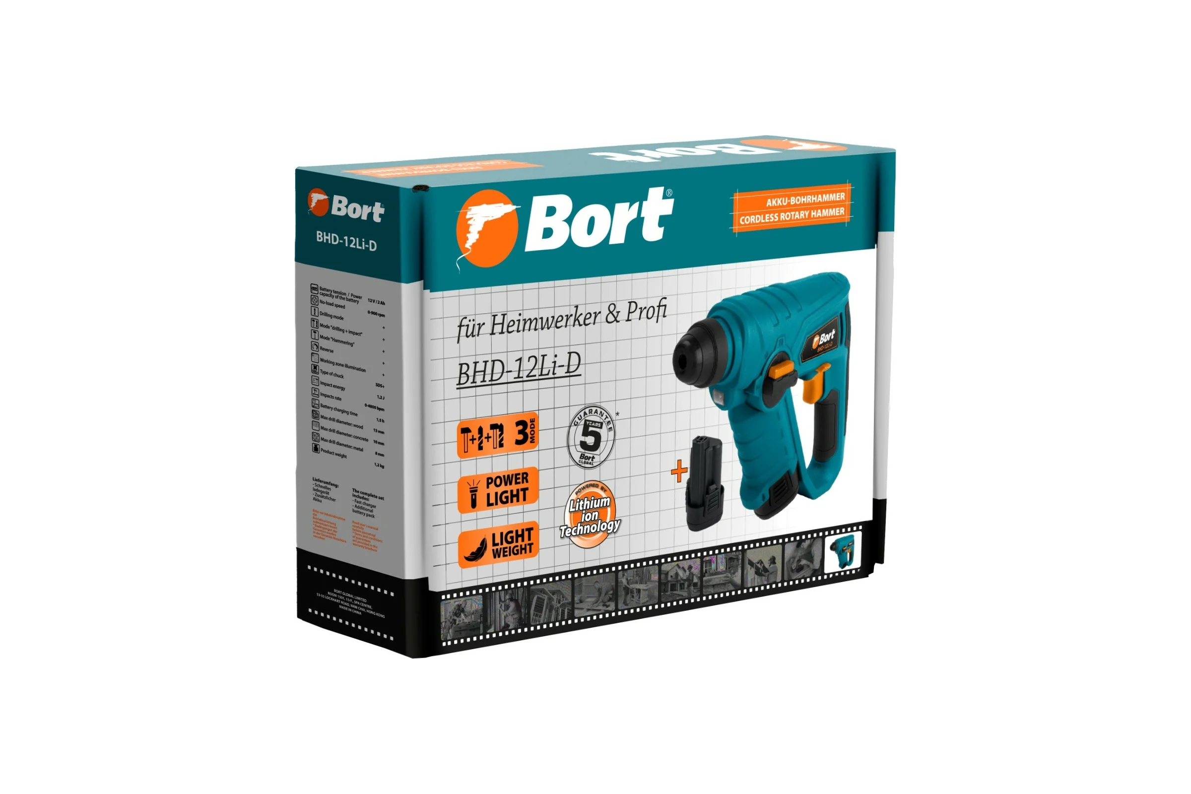 Аккумуляторный перфоратор BORT BHD-12Li-D 93411133