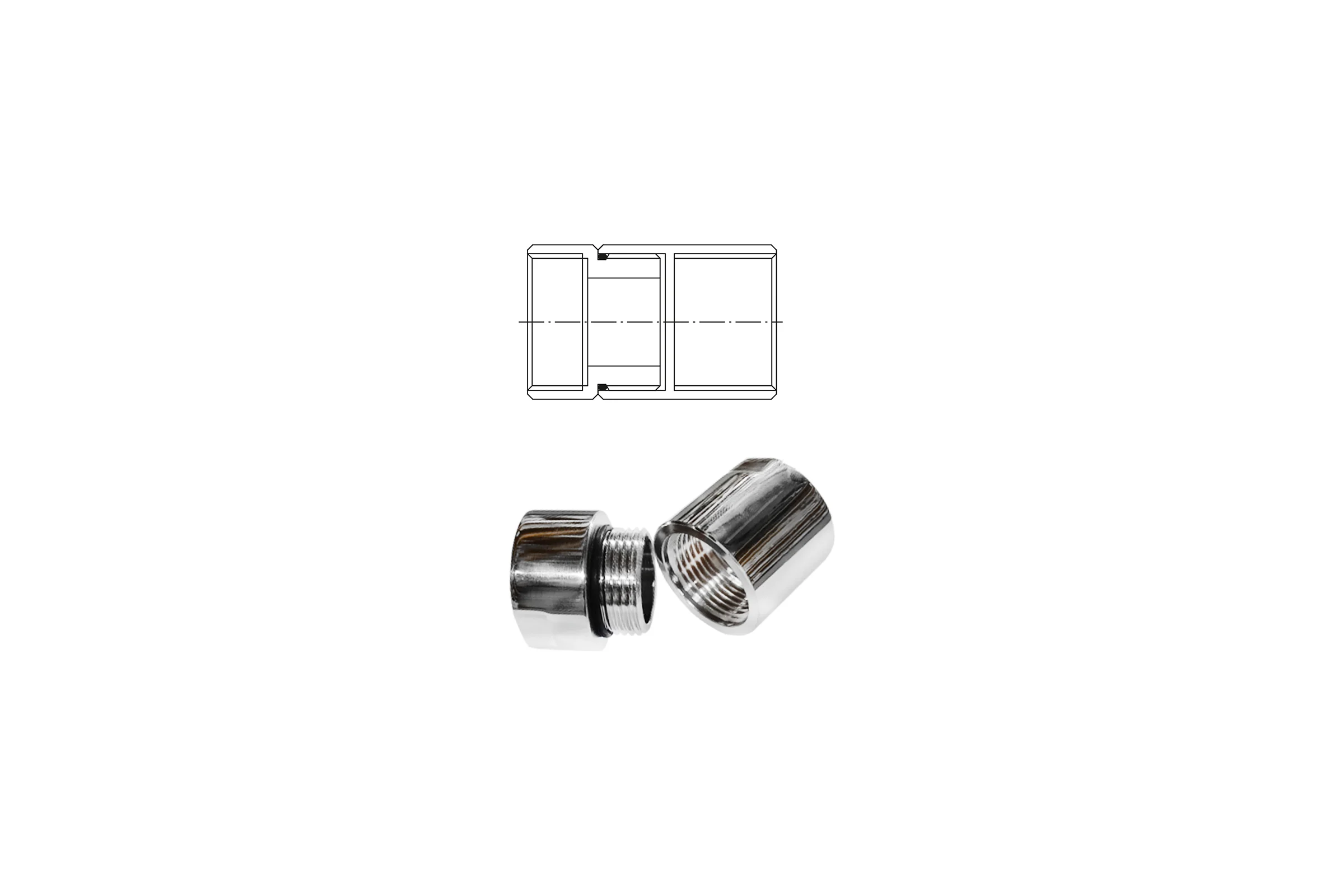 Соединение с обратной резьбой для полотенцесушителя PROFACTOR CHROME в/в 1x1 PF TF 785