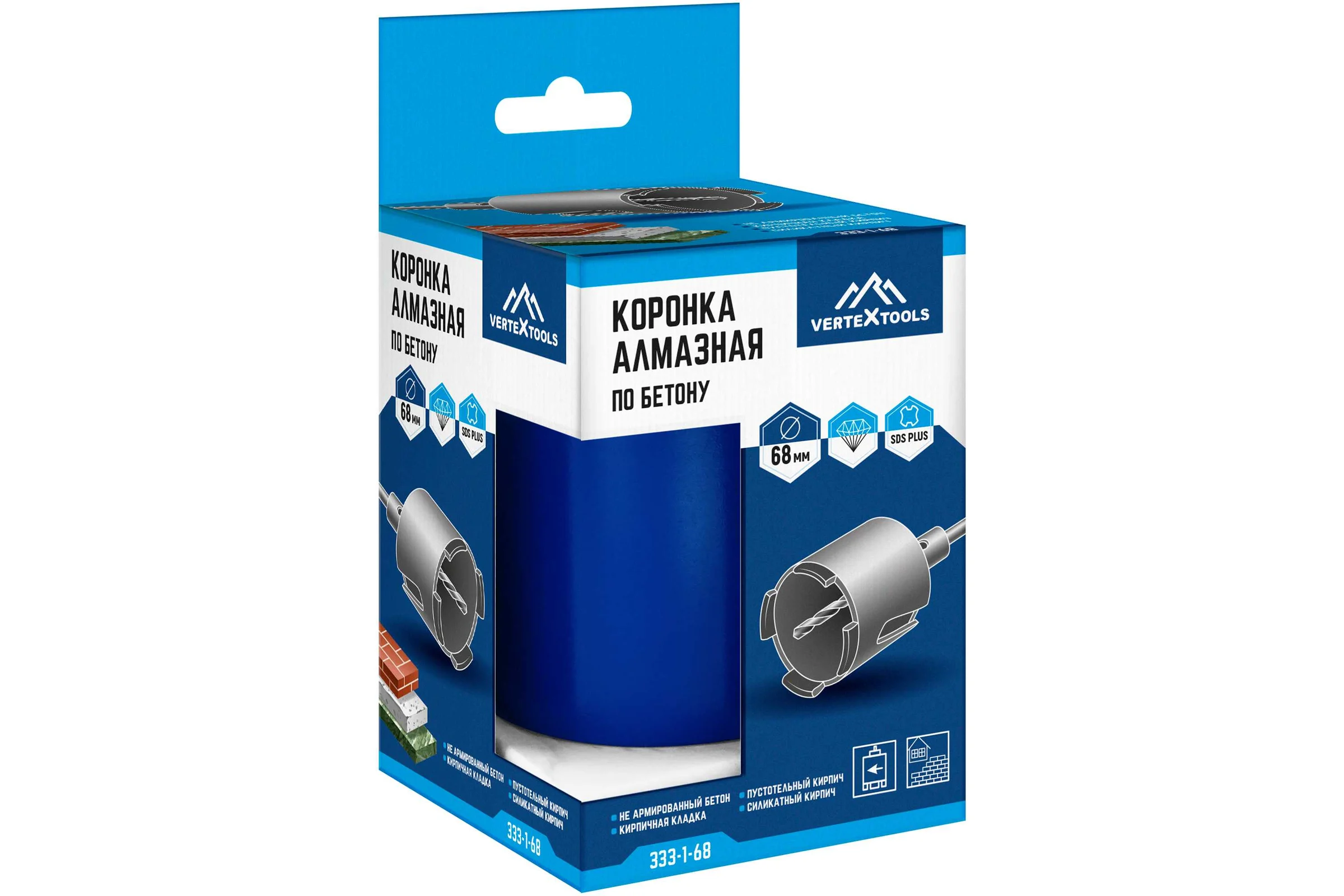 Коронка алмазная по бетону 68 мм vertextools 333-1-68