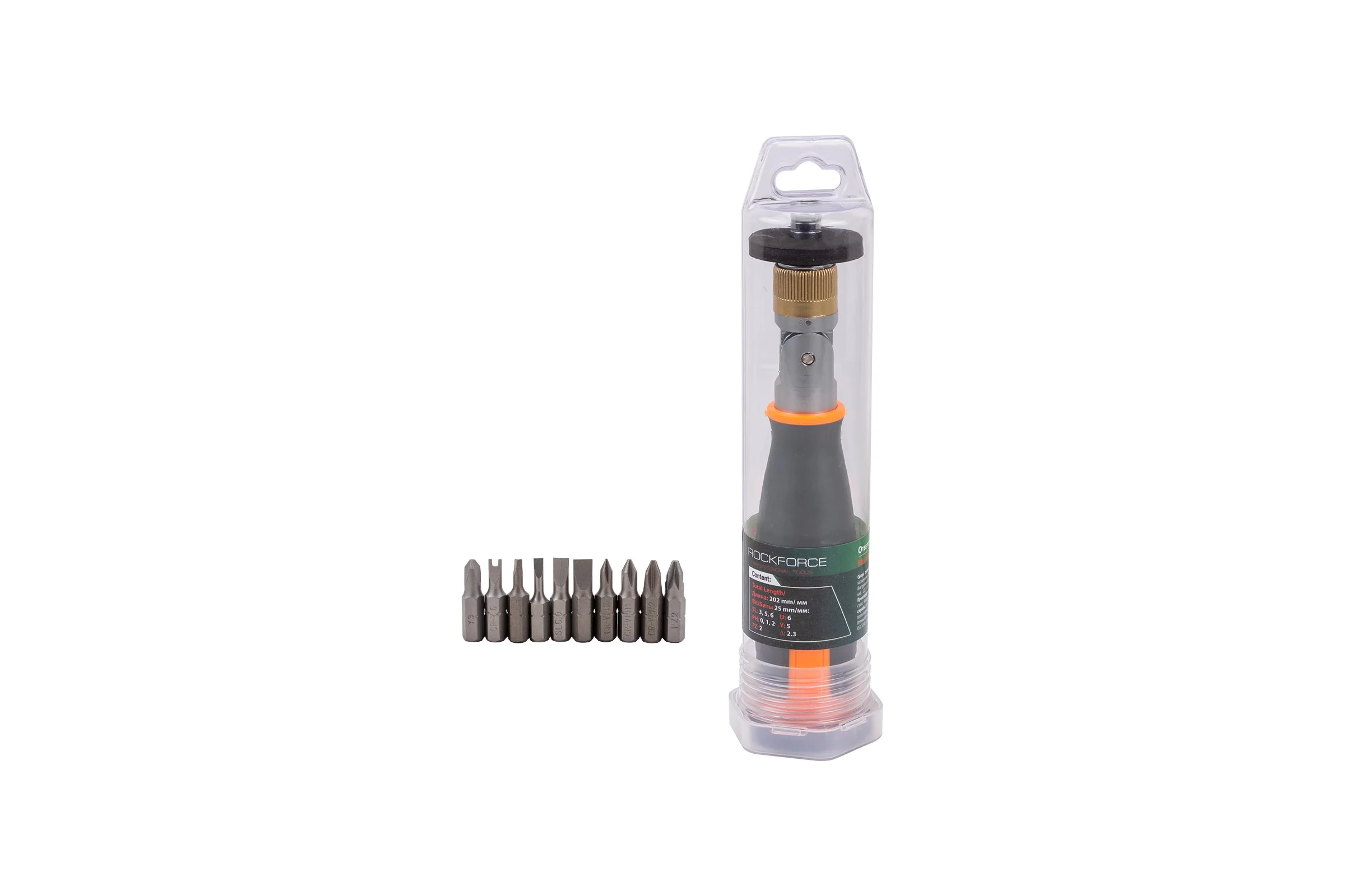 Отвертка реверсивная с набором бит Rockforce RF-32810(65128)