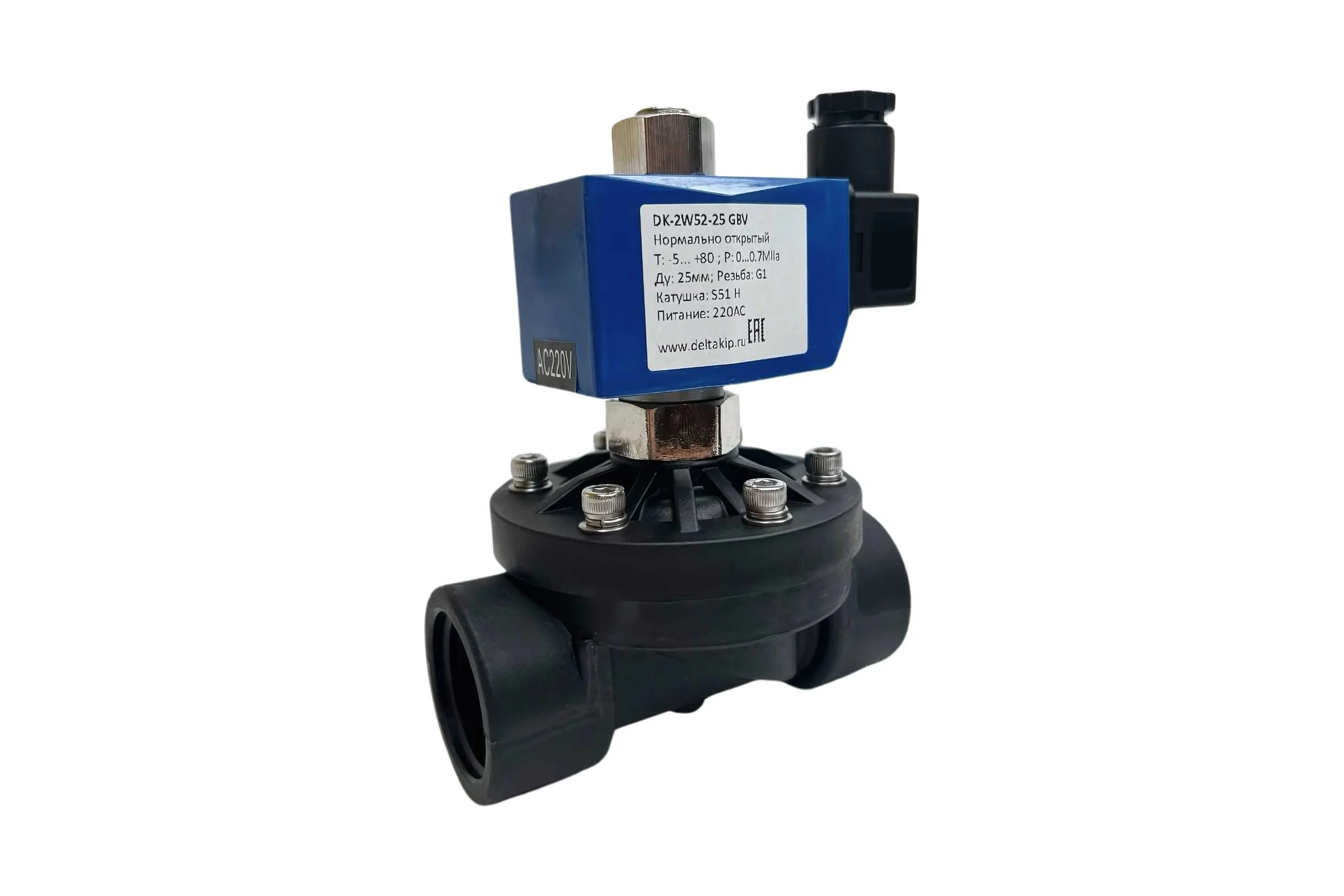 Соленоидный клапан DELTAKIP DK-2W52 (Ду 25, S51H, 220 V AC) DK-H0000098
