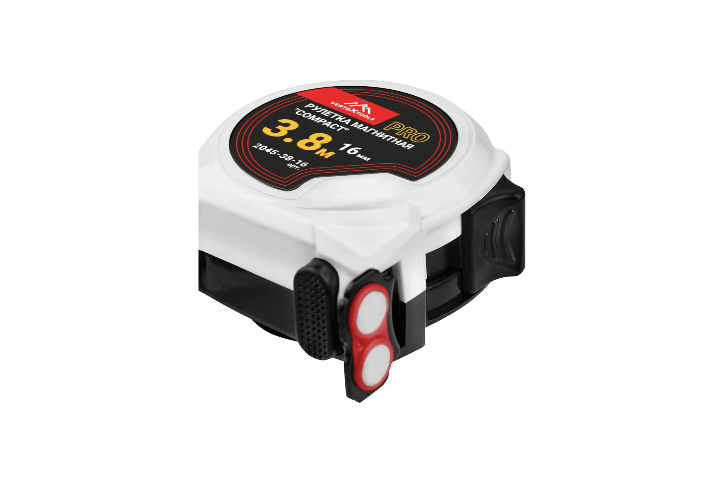 Рулетка Vertextools Compact магнитная, 3.8x16мм 2045-38-16