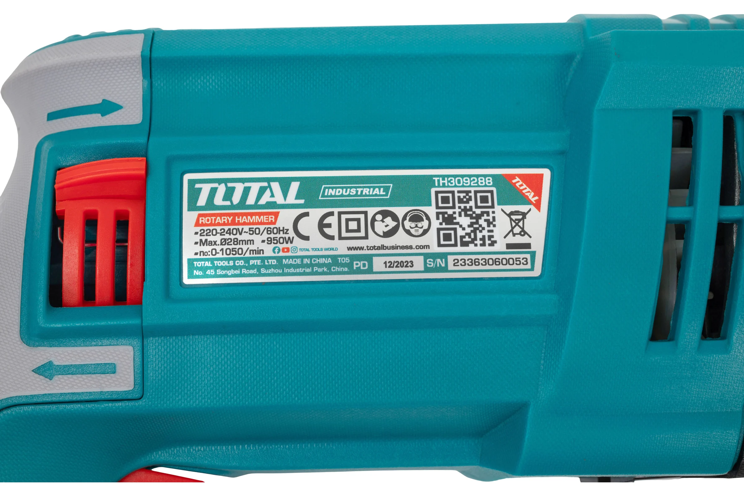 Сетевой перфоратор TOTAL 950Вт 2.5Дж SDS Plus TH309288