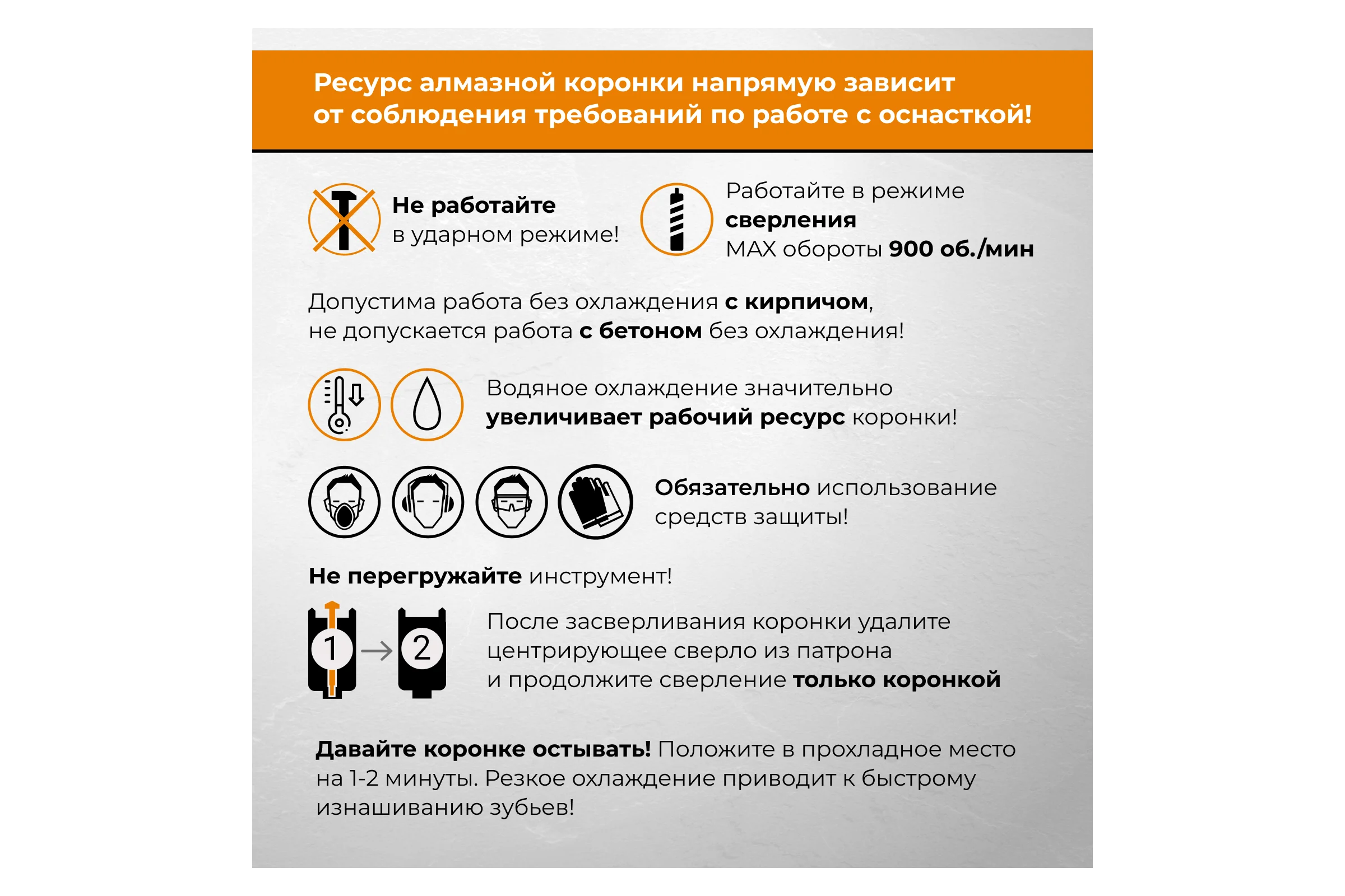 Коронка алмазная по бетону RAGE 72 мм с верхним пылеотводом Long-Life 559552