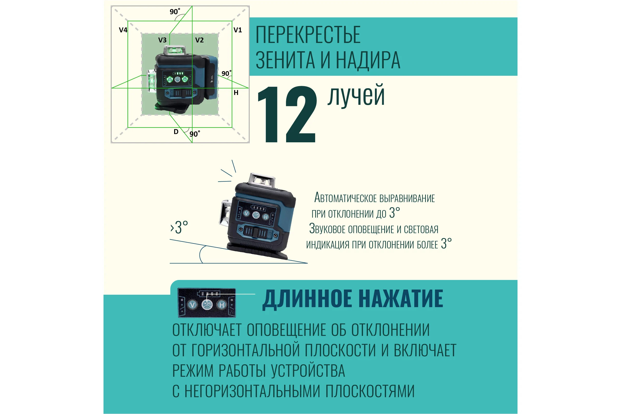 Профессиональный лазерный уровень LT L12-360Q + тренога 1.5м усиленная L12-360Q/1.5м-УС