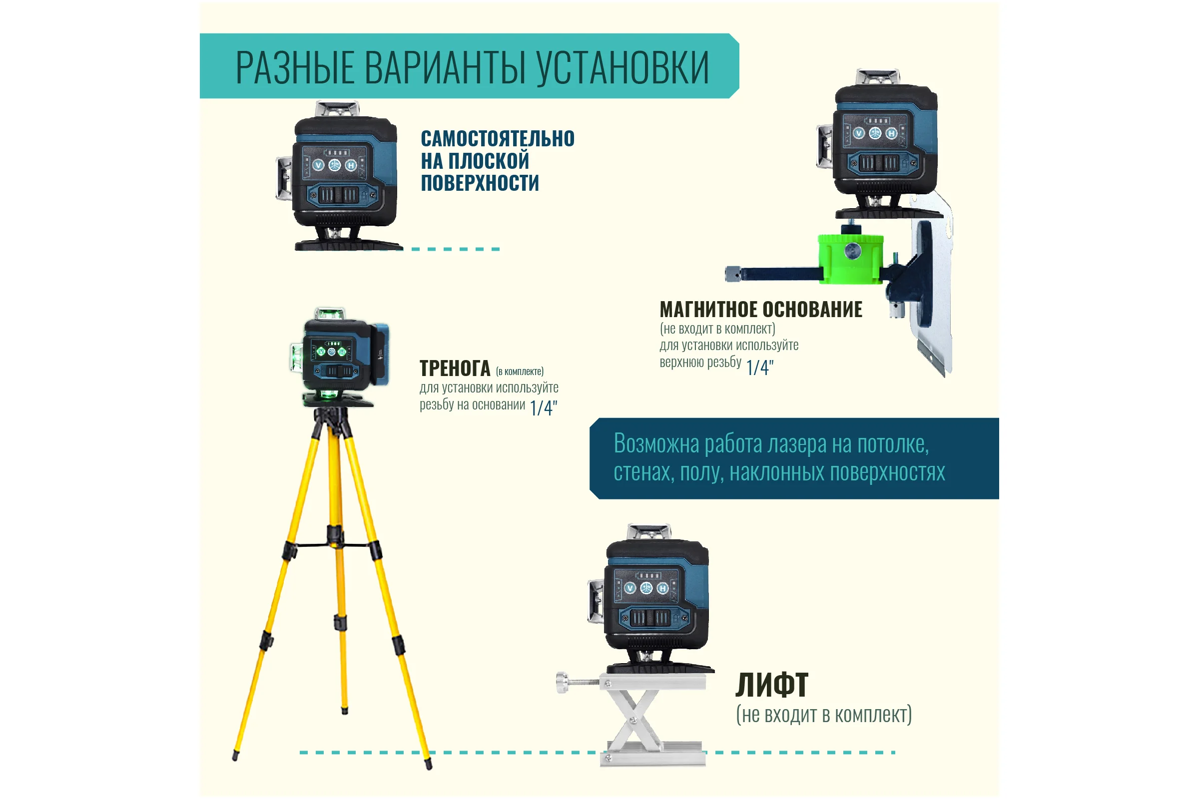 Профессиональный лазерный уровень LT  L16-360Q + тренога 1.6м L16-360Q/1.6м