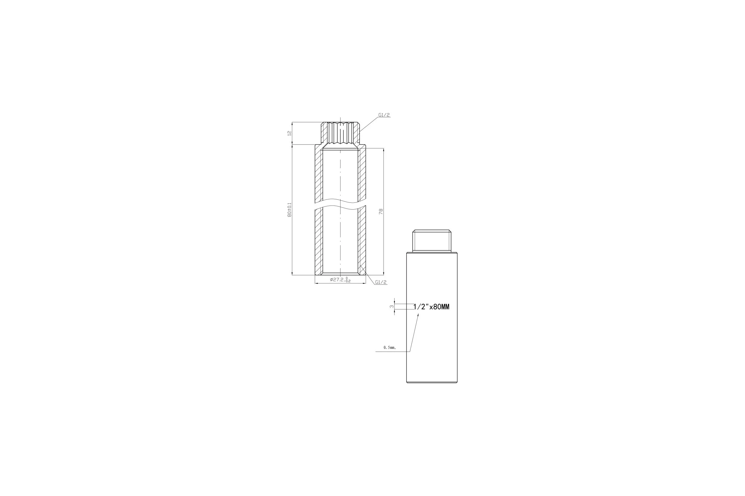 Удлинитель AV Engineering 1/2 вн-нар х 80 мм, усиленный, хром AVE301023