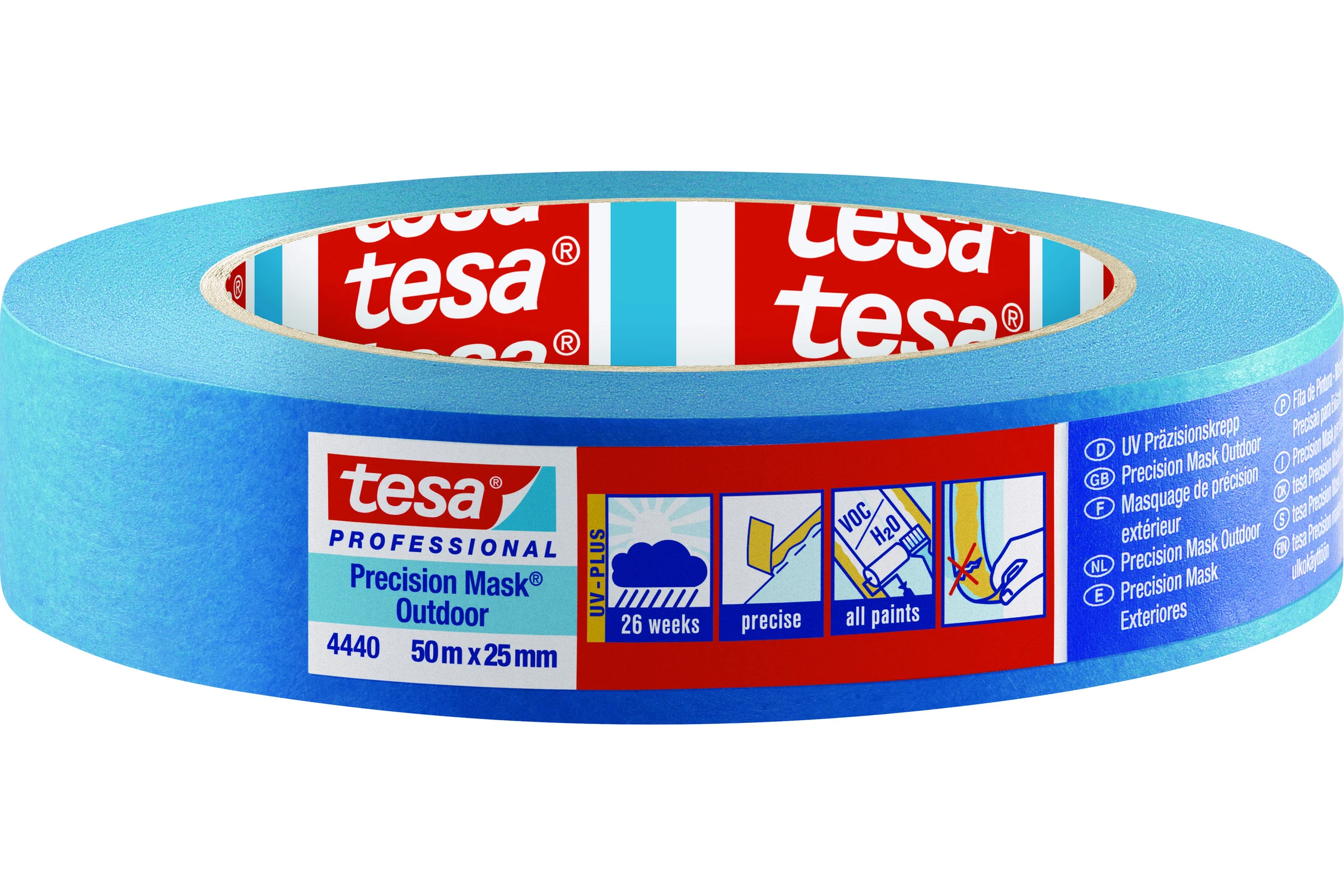 Малярная лента TESA синяя, УФ-стойкая, Четкий край, 26 недель, 50 м х 25 мм 04440-00001-00
