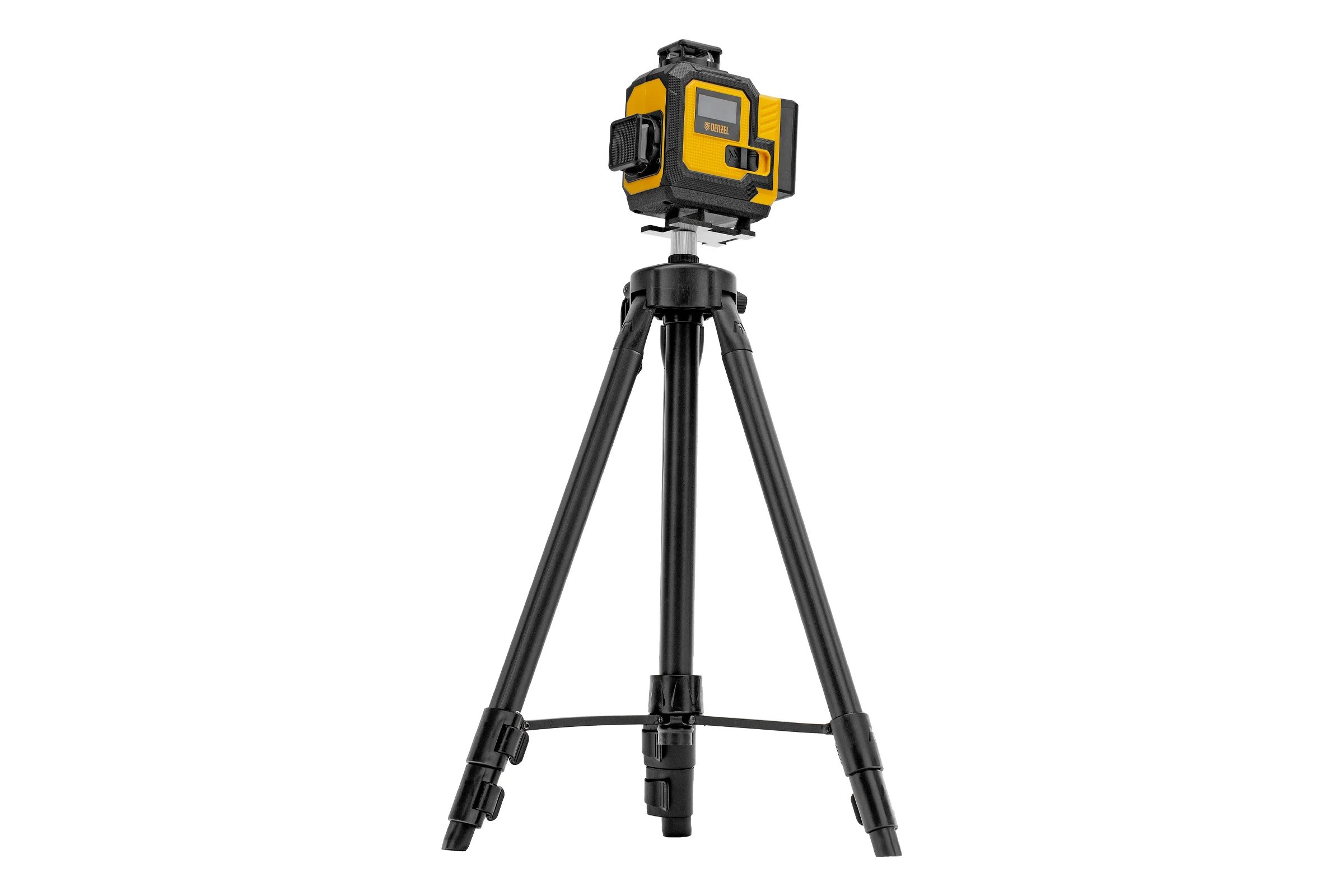 Лазерный уровень мультипризменный Denzel DLV 360-4T, 30 м, зеленый луч, Li-Ion 2.4 Aч, штатив 350815