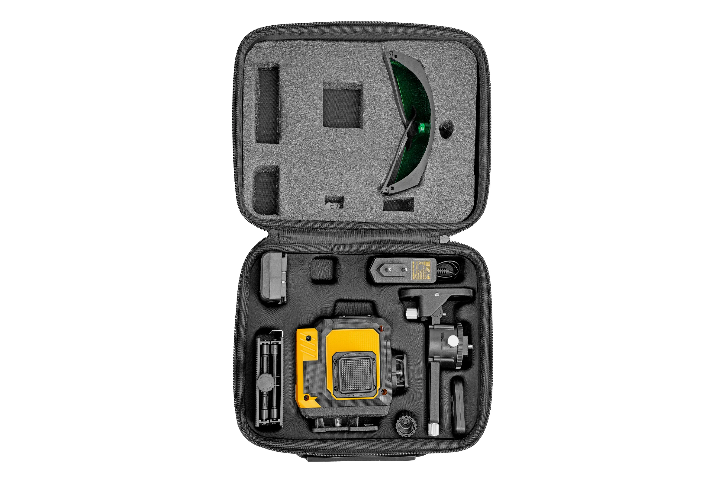 Лазерный уровень мультипризменный Denzel DLV-360-3T, 30 м, зеленый луч, Li-Ion 2,4 Aч, штатив 350805