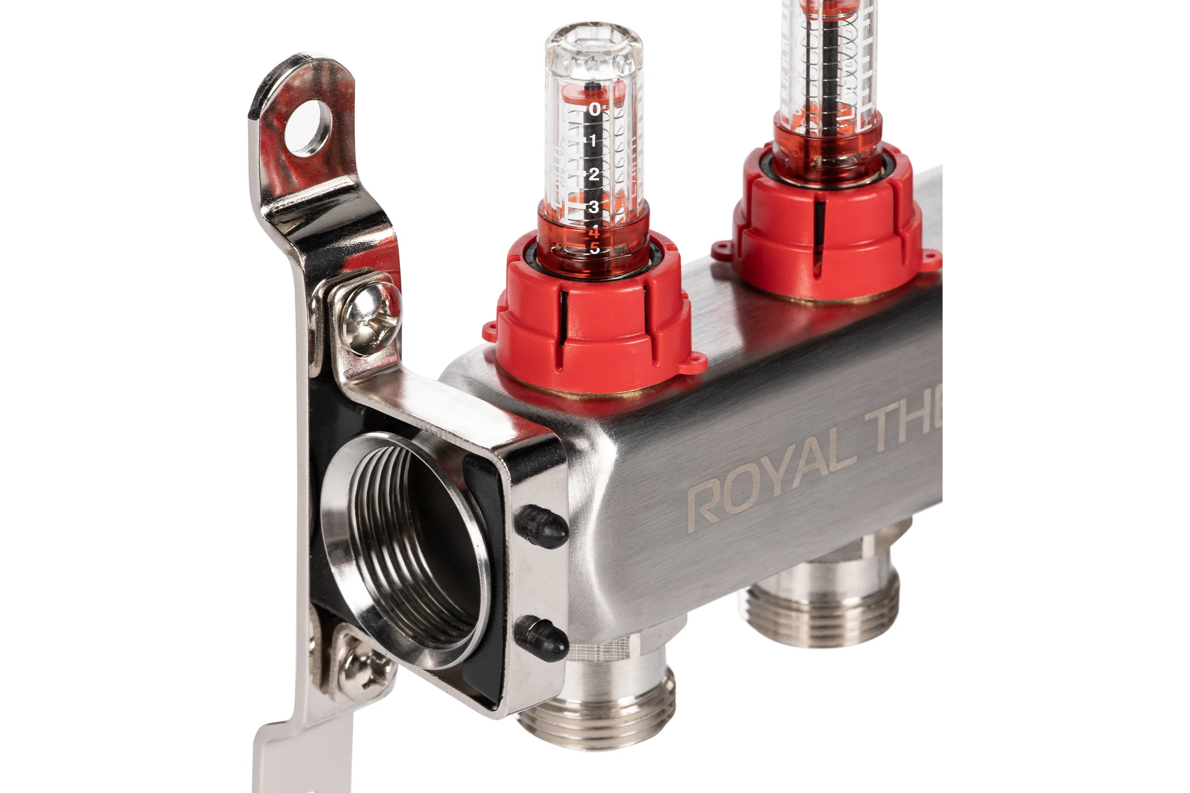 Коллектор ROYAL THERMO нержавеющая сталь, в сборе, с расходомерами, 1 ВР-3/4 НР, с автоматоматическими воздухоотводами, 6 выходов НС-1665627