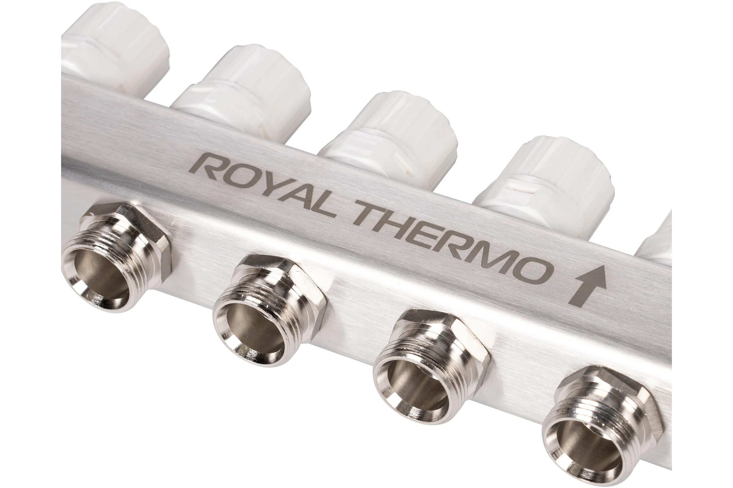 Коллектор ROYAL THERMO нержавеющая сталь, в сборе, с расходомерами, 1 ВР-3/4 НР, с автоматоматическими воздухоотводами, 4 выхода НС-1665625