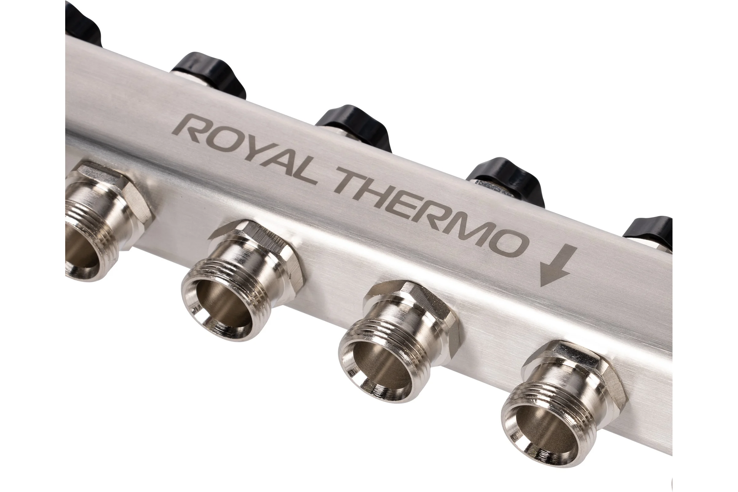 Коллектор ROYAL THERMO нержавеющая сталь, в сборе, универсальный, 1 ВР-3/4 НР, с автоматоматическими воздухоотводами, 6 выходов НС-1665641