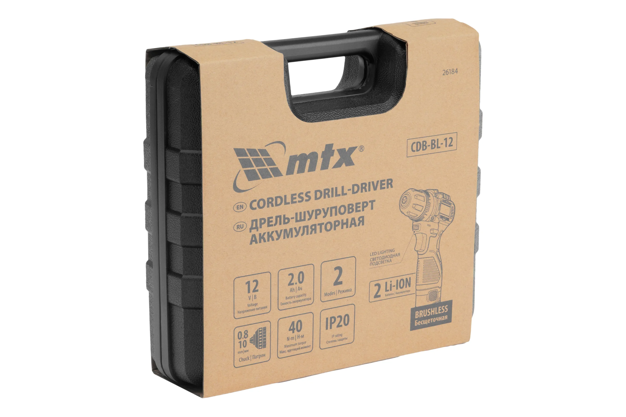 Дрель-шуруповерт аккумуляторная бесщеточная MTX CDB-BL-12, Li-Ion, 12 В 26184