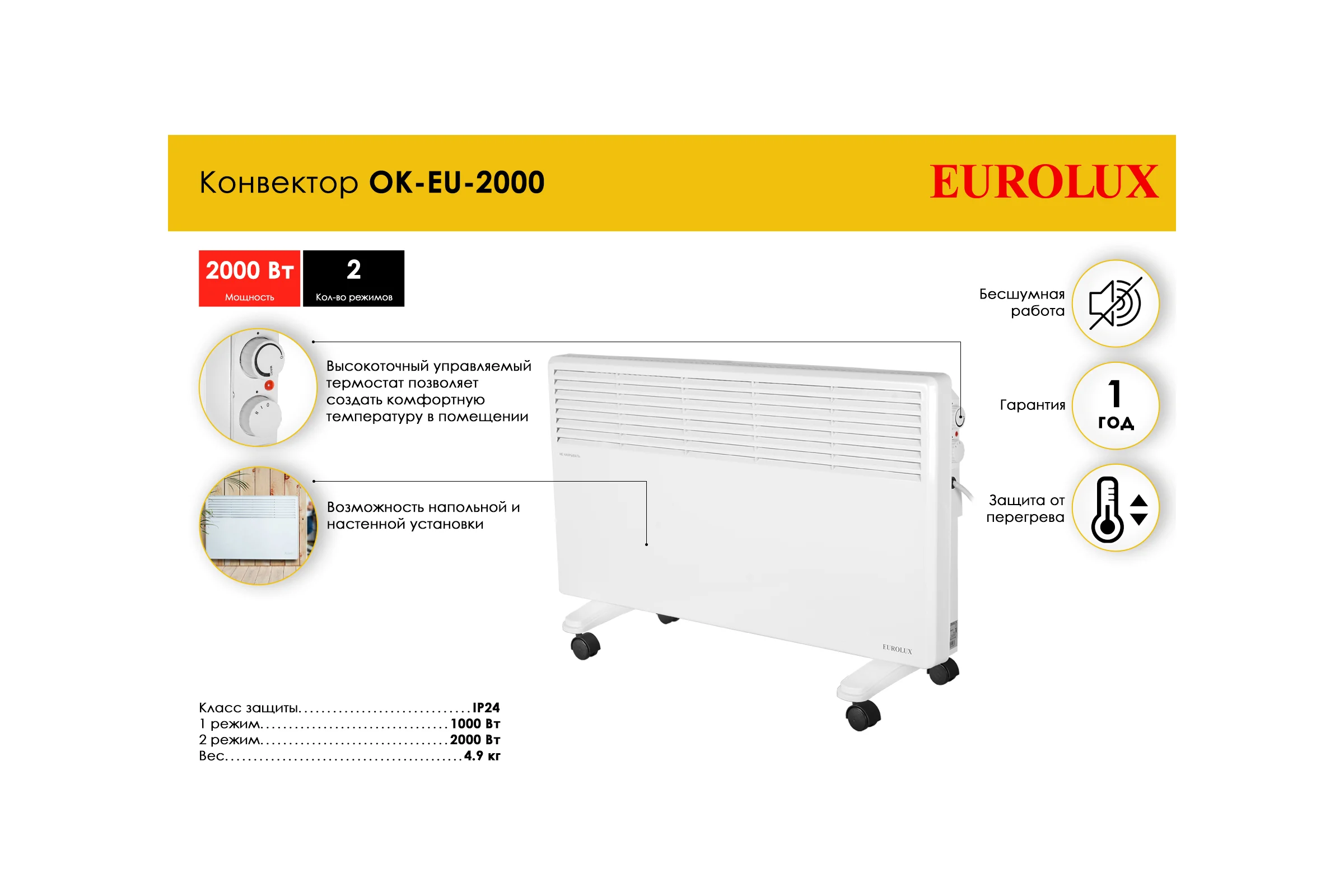 Конвектор Eurolux ОК-EU-2000 67/4/26