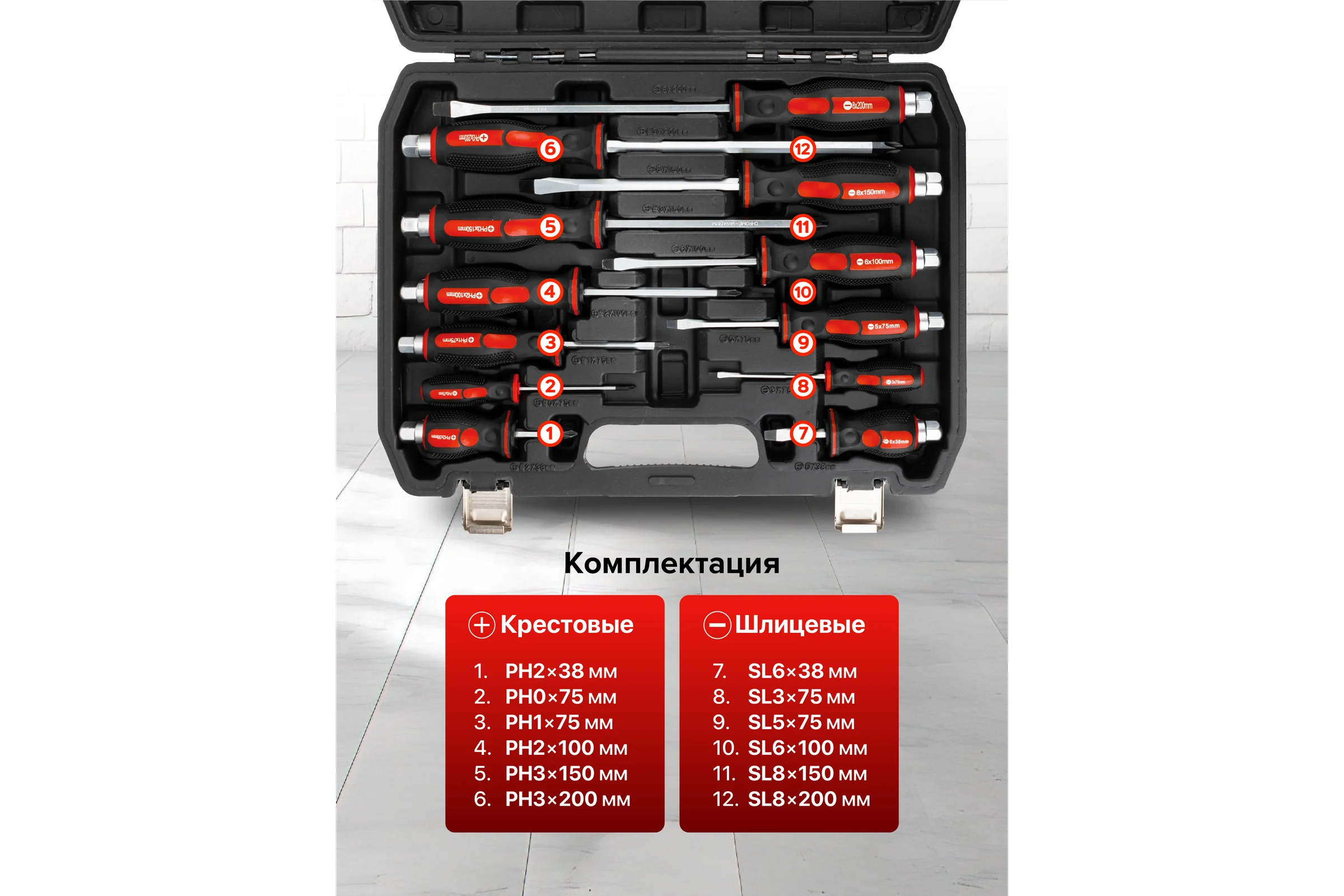 Набор отверток EVERFORCE 12 предметов EF-21310(65803)