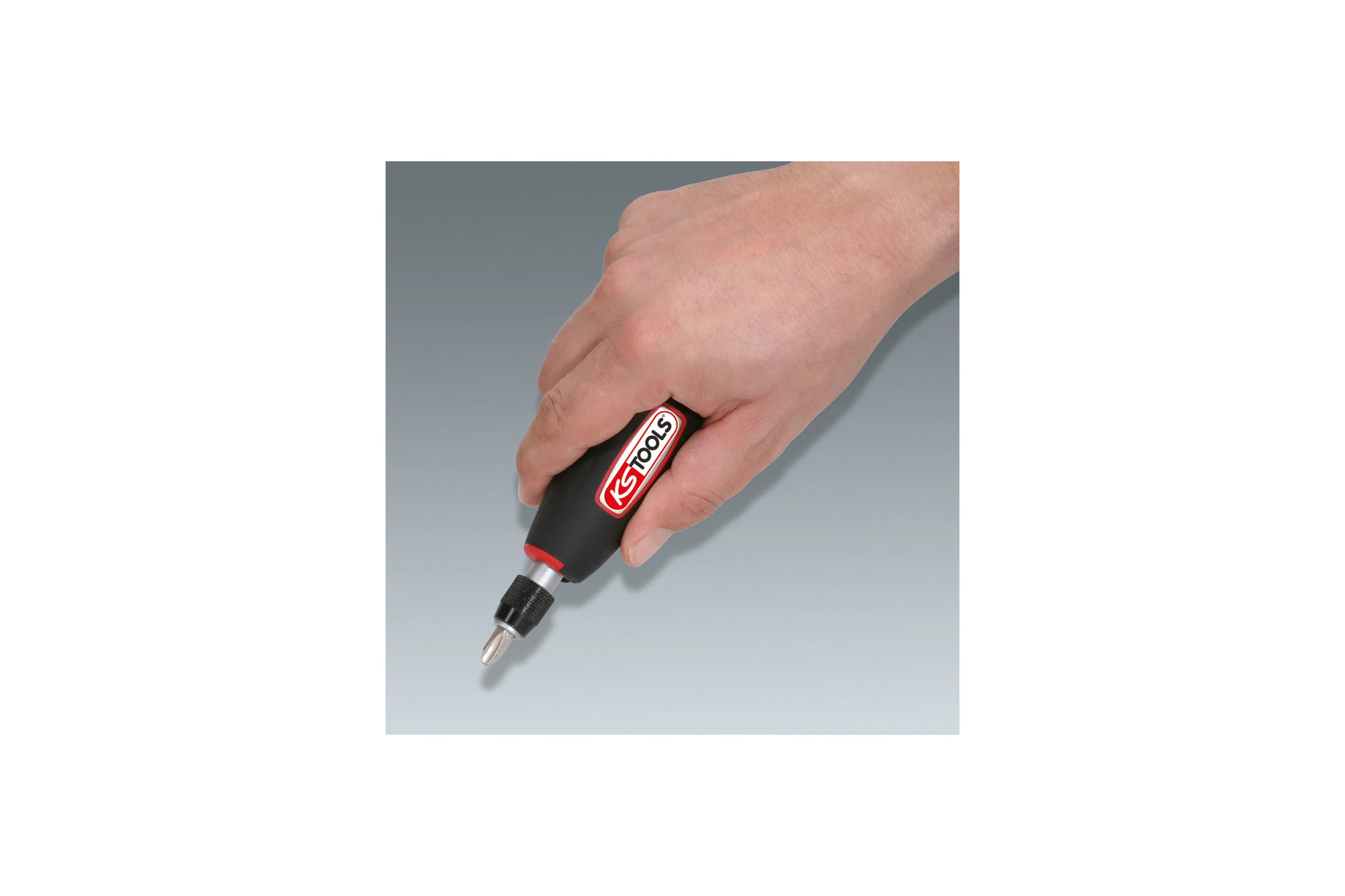 Отвертка для бит KS Tools с ручкой-трансформером, 1/4", в комплекте с 5 битами 911.2475