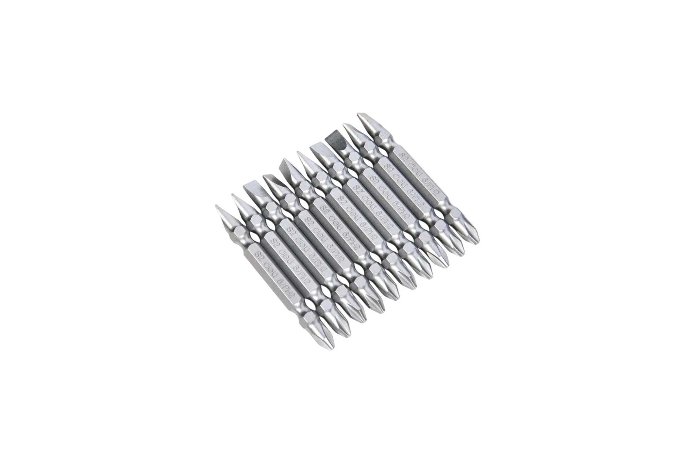Набор двухсторонних бит Deli SL6/PH2x65мм 10 шт DL6904 сталь S2, твердость 58-60HRC, пласт.кейс 183621
