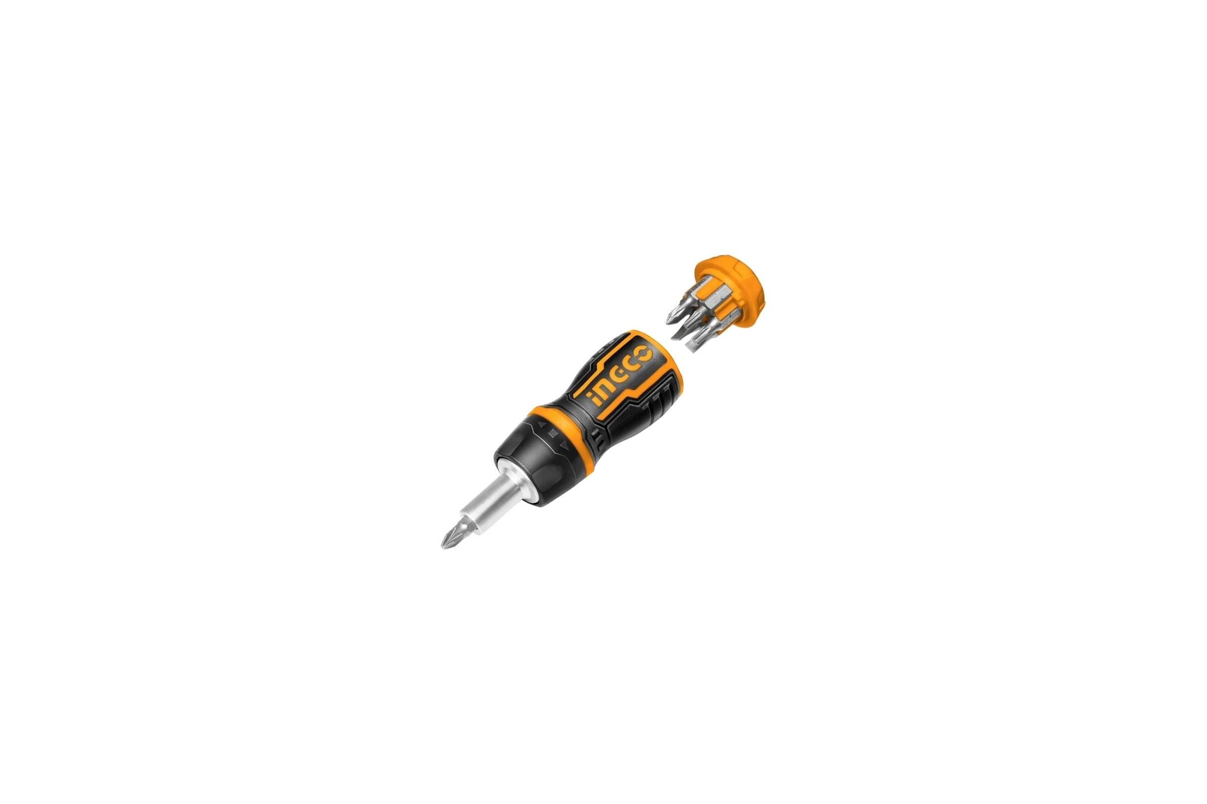 Отверткa трещоточная короткая с битами INGCO 8 в 1 AKISDS1728