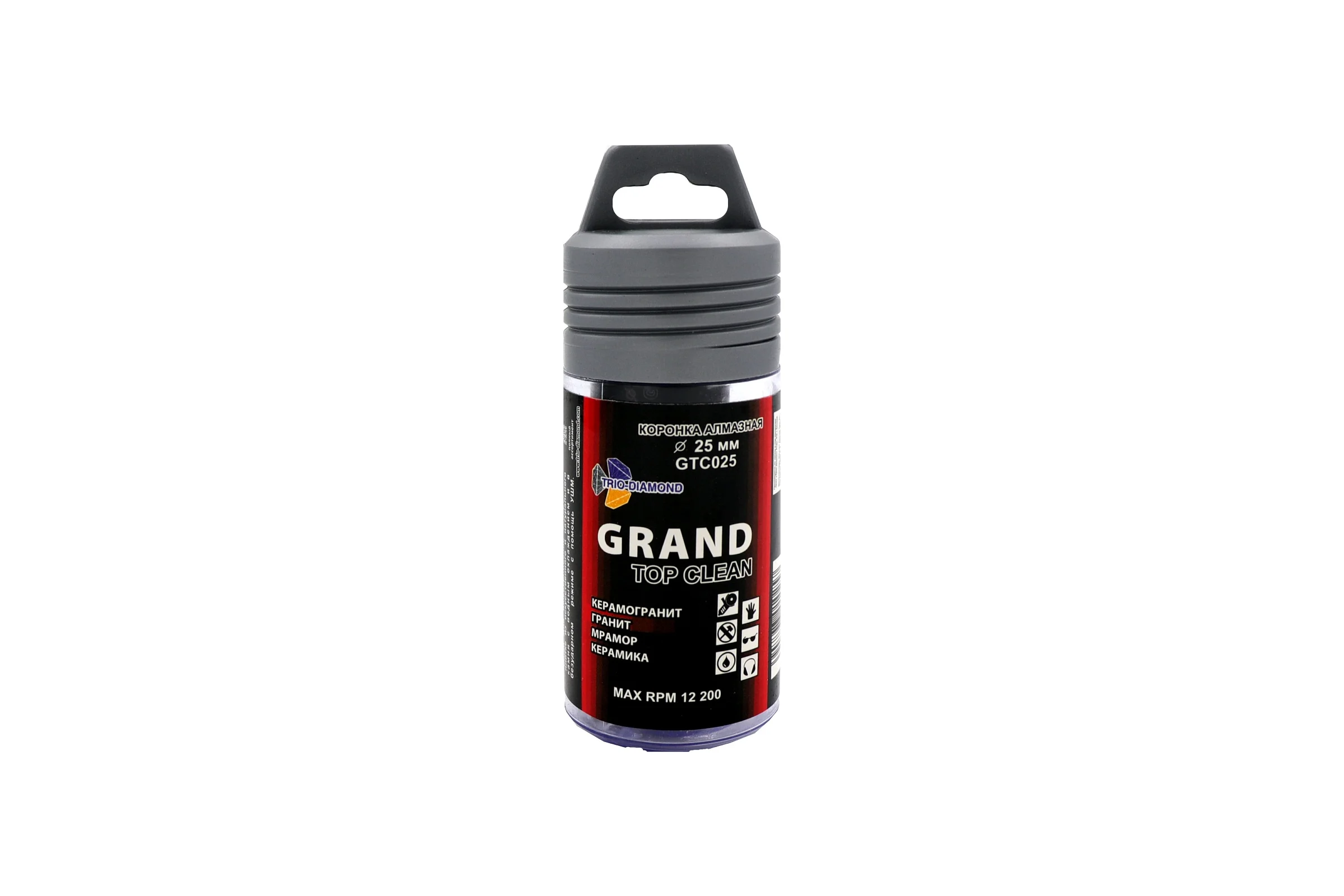 Коронка алмазная по керамограниту TRIO-DIAMOND 25 мм, m14, Grand Top Clean, GTC025